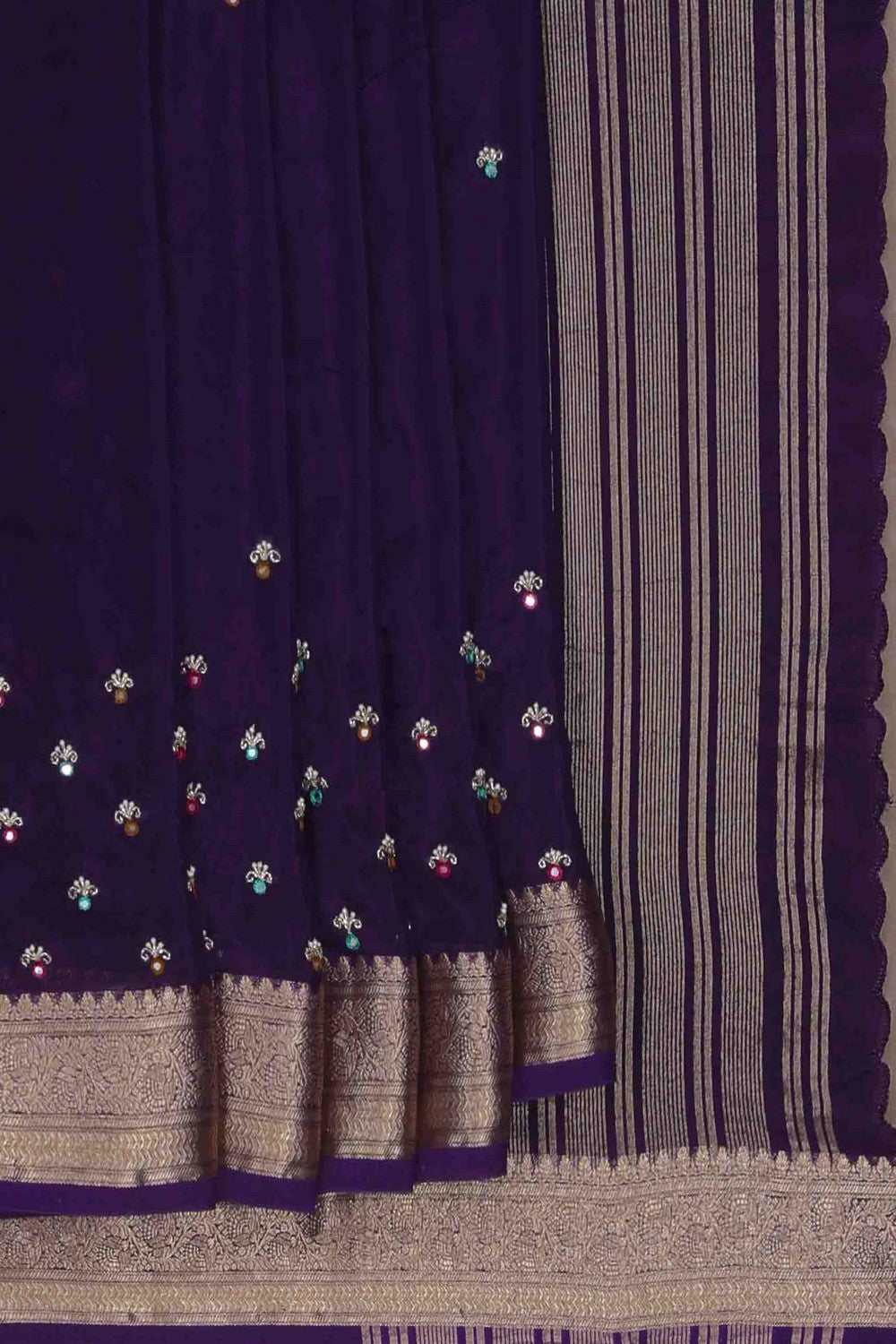 Image of Exquisite Purple Shimmering Silk Saree