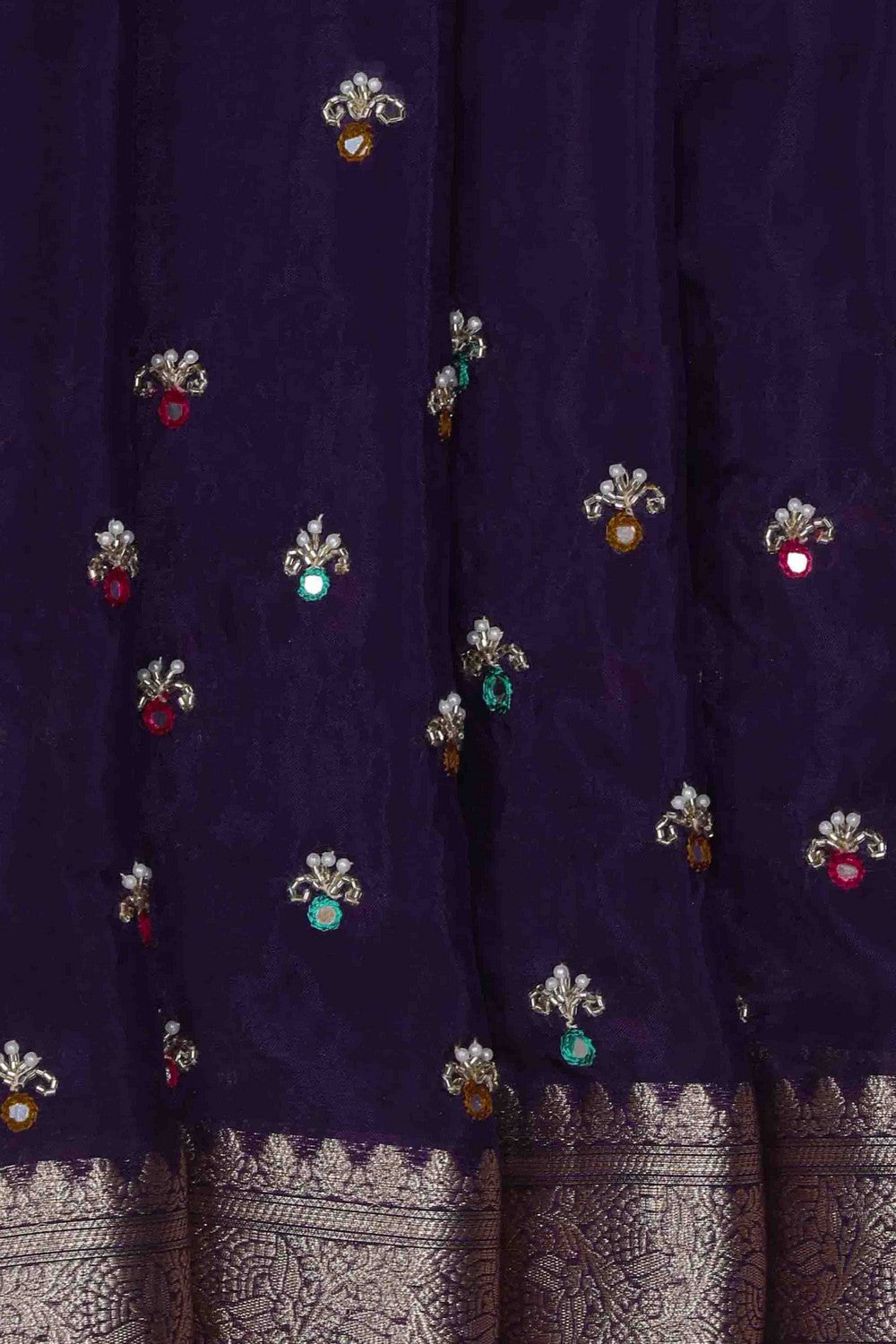Image of Exquisite Purple Shimmering Silk Saree