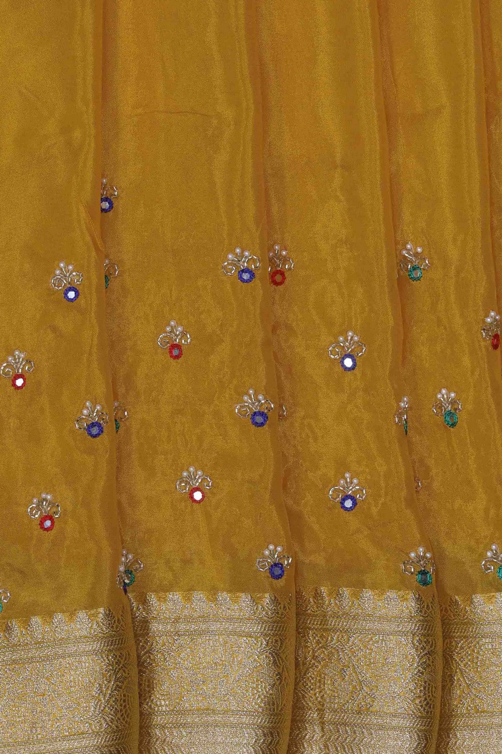 Image of Exquisite Yellow Shimmering Silk Saree