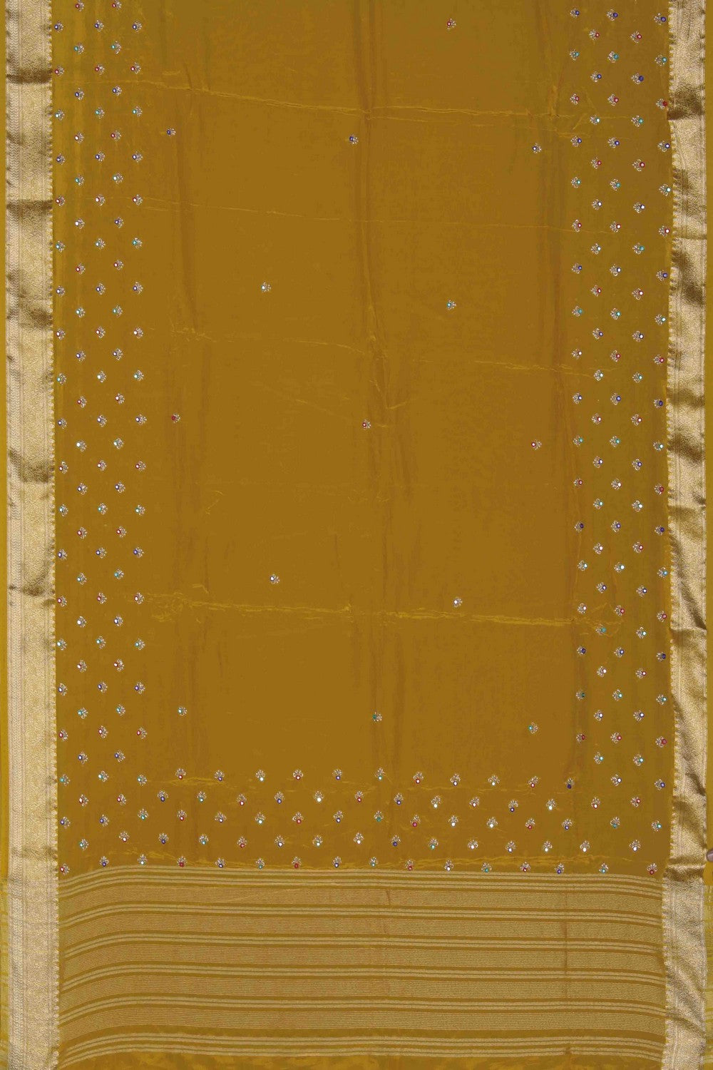 Image of Exquisite Yellow Shimmering Silk Saree