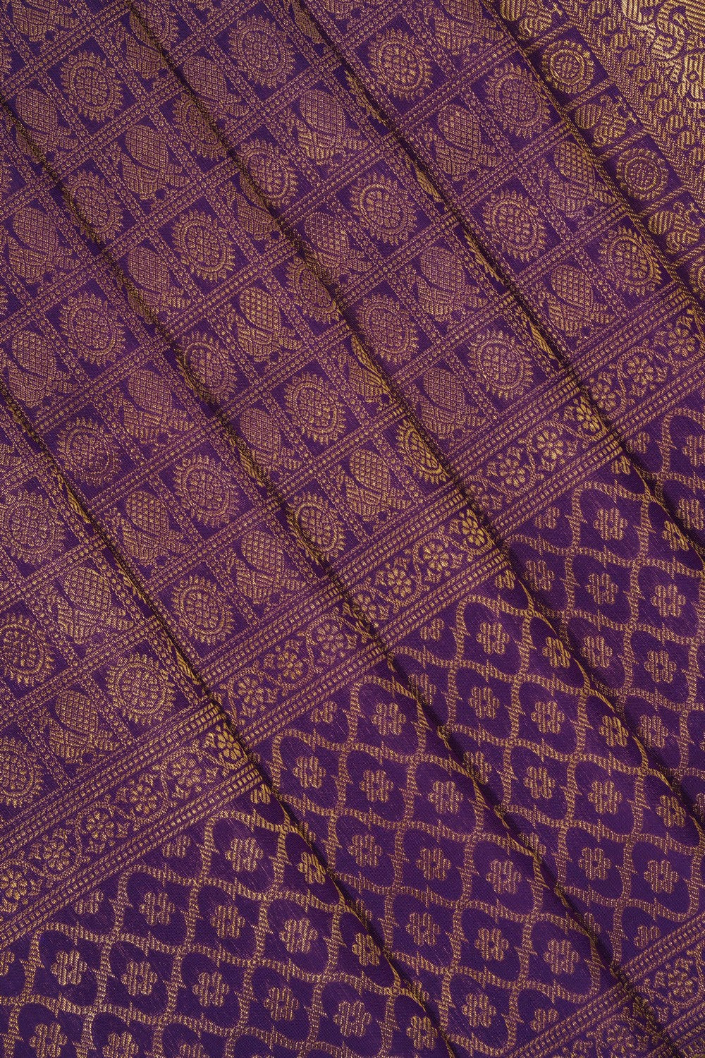 Image of Violet Kanjivaram Silk Brocade Saree