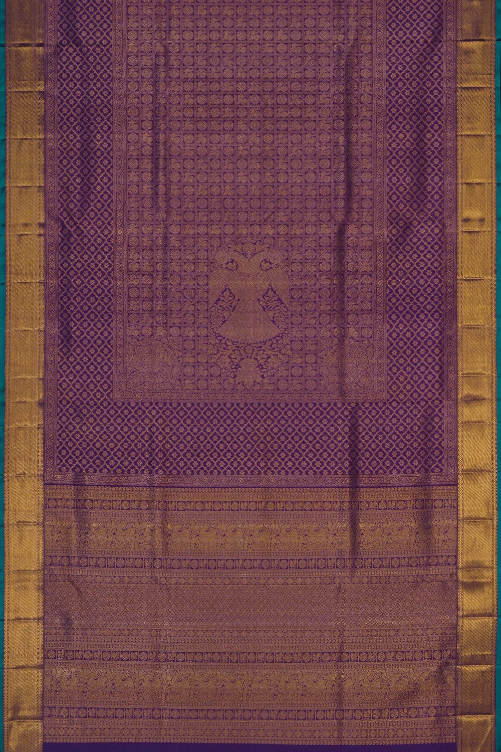 Image of Violet Kanjivaram Silk Brocade Saree