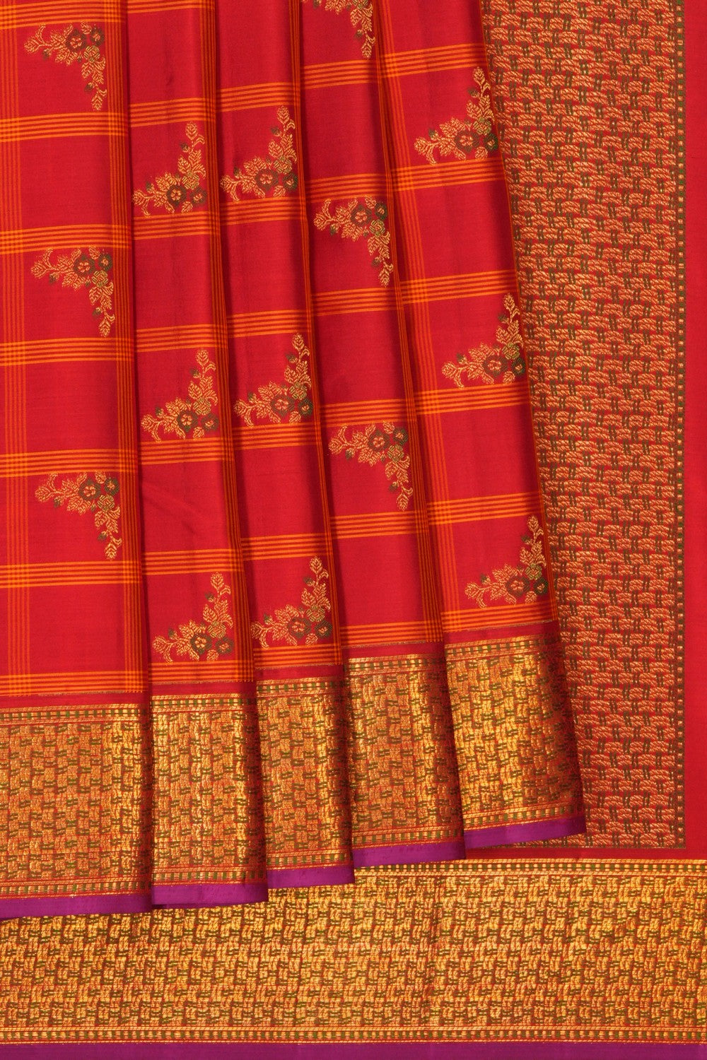 Image of Red Arani Silk Saree