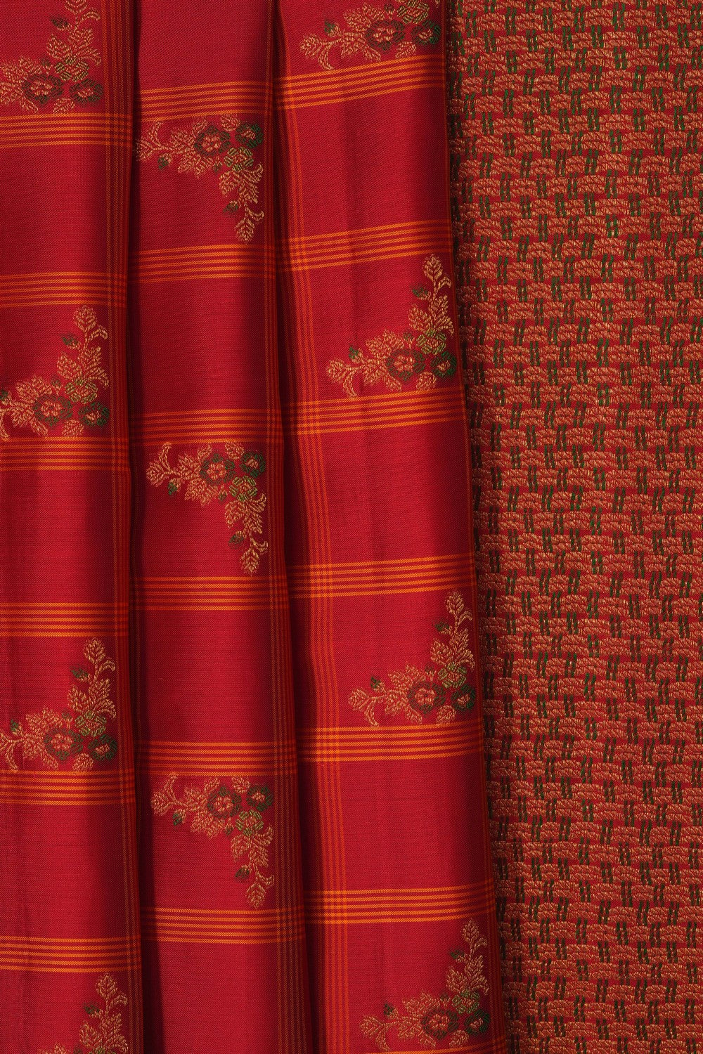 Image of Red Arani Silk Saree