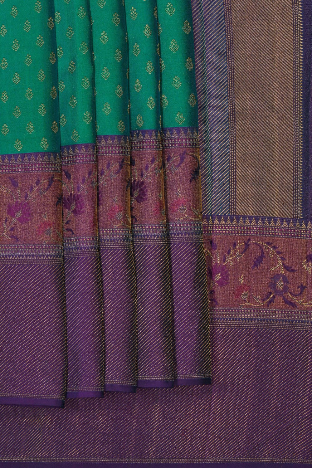 Image of Teal-Green Arani Silk Saree