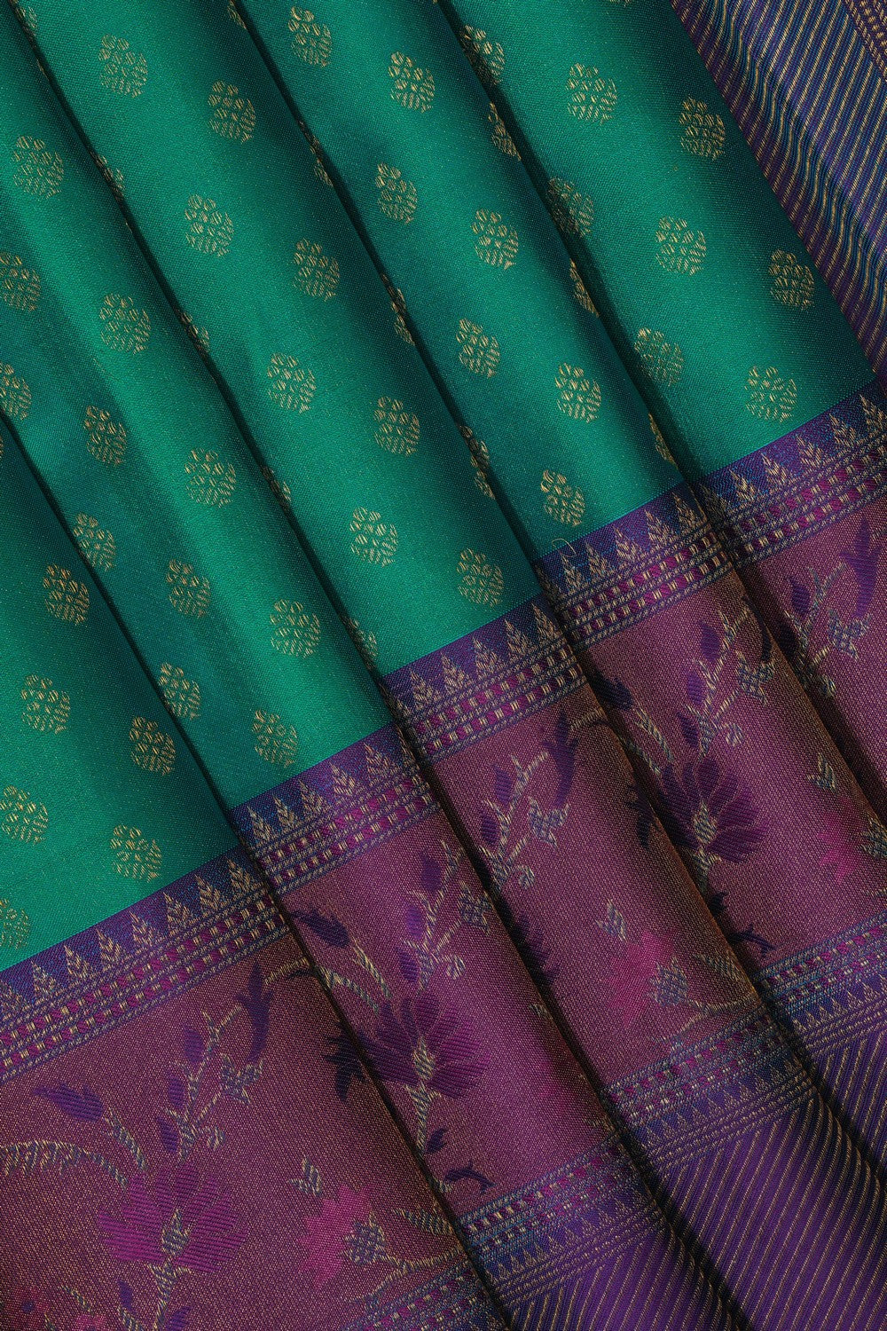 Image of Teal-Green Arani Silk Saree