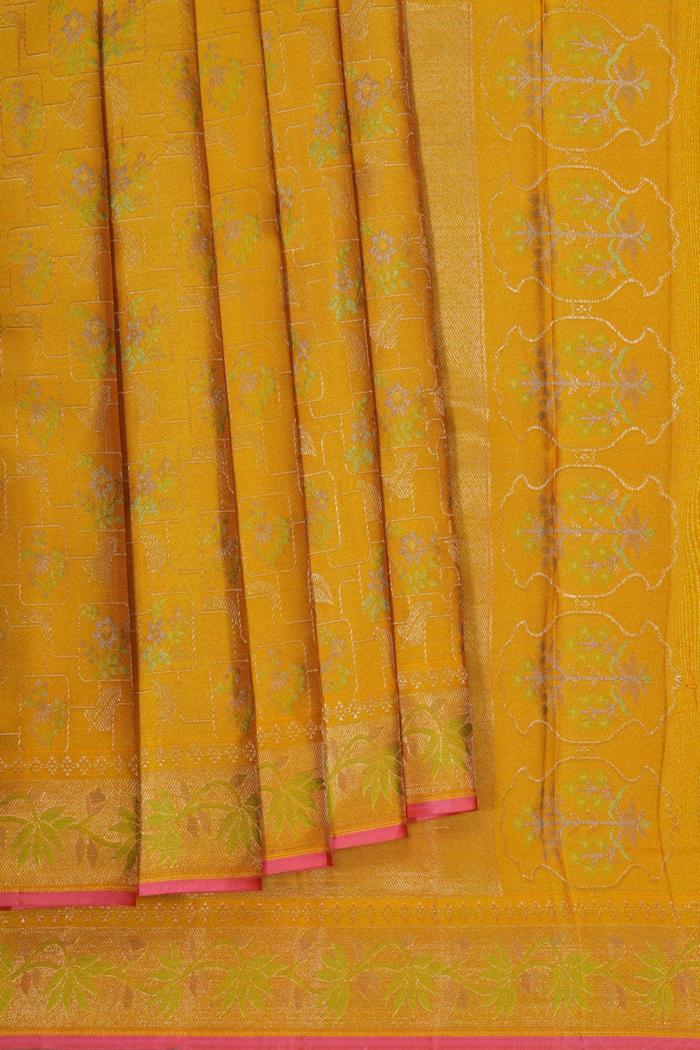 Image of Geometric Floral Arani Silk Saree