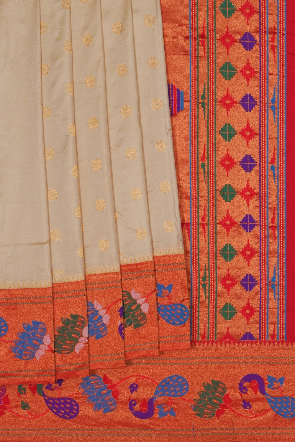 Image of Off-White Paithani Silk Saree