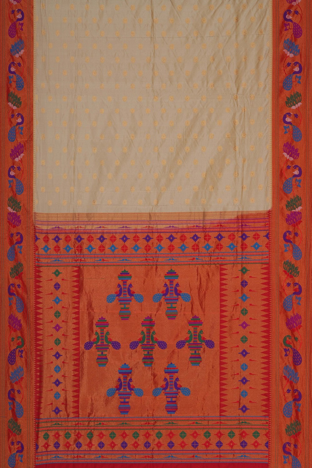 Image of Off-White Paithani Silk Saree