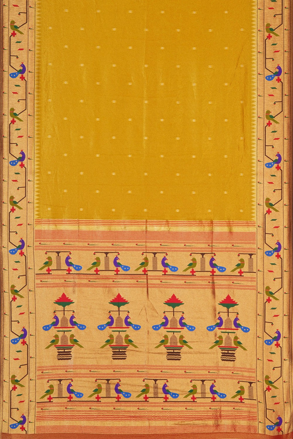 Image of Yellow Paithani Tissue Silk Saree