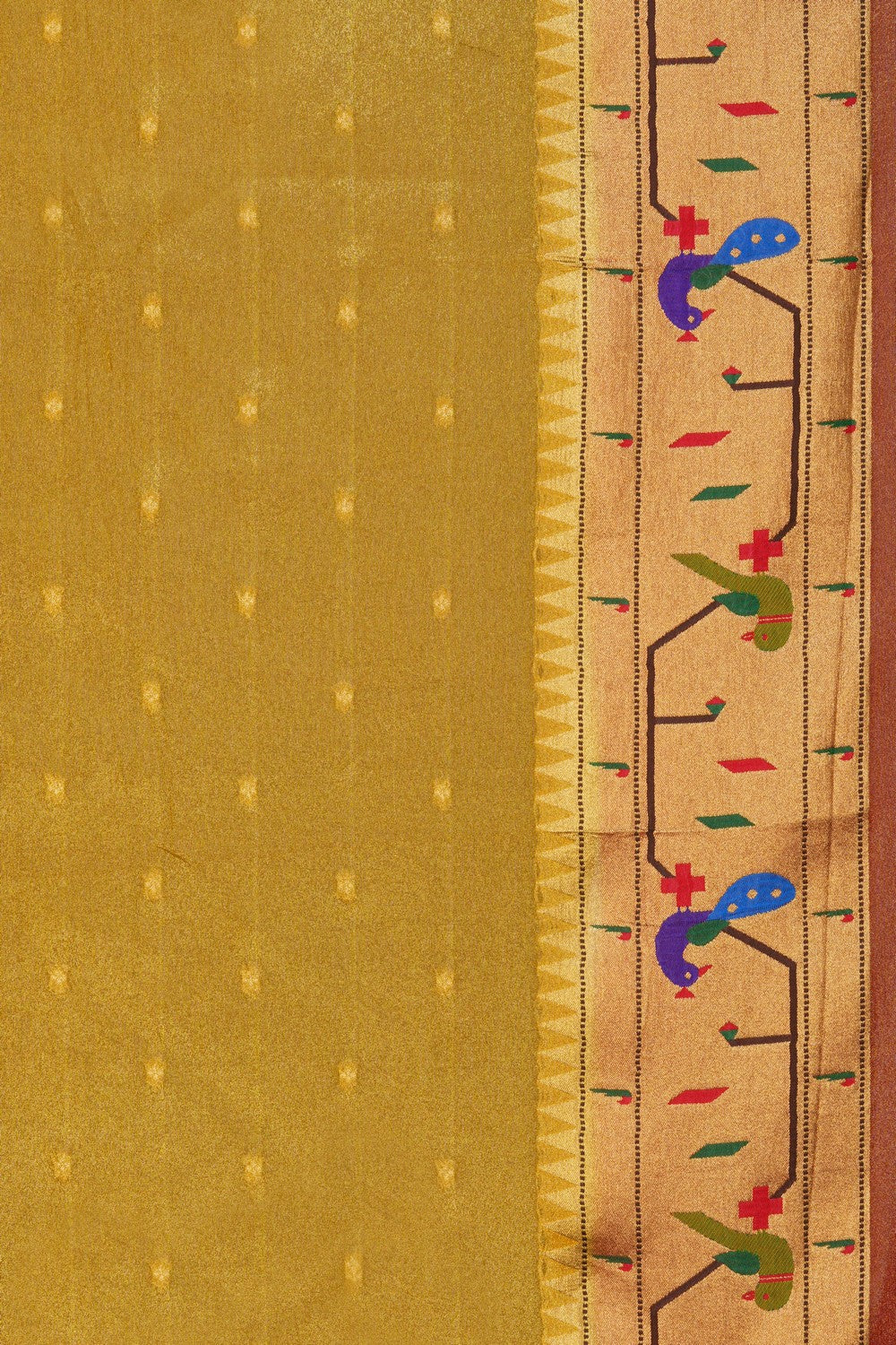 Image of Yellow Paithani Tissue Silk Saree