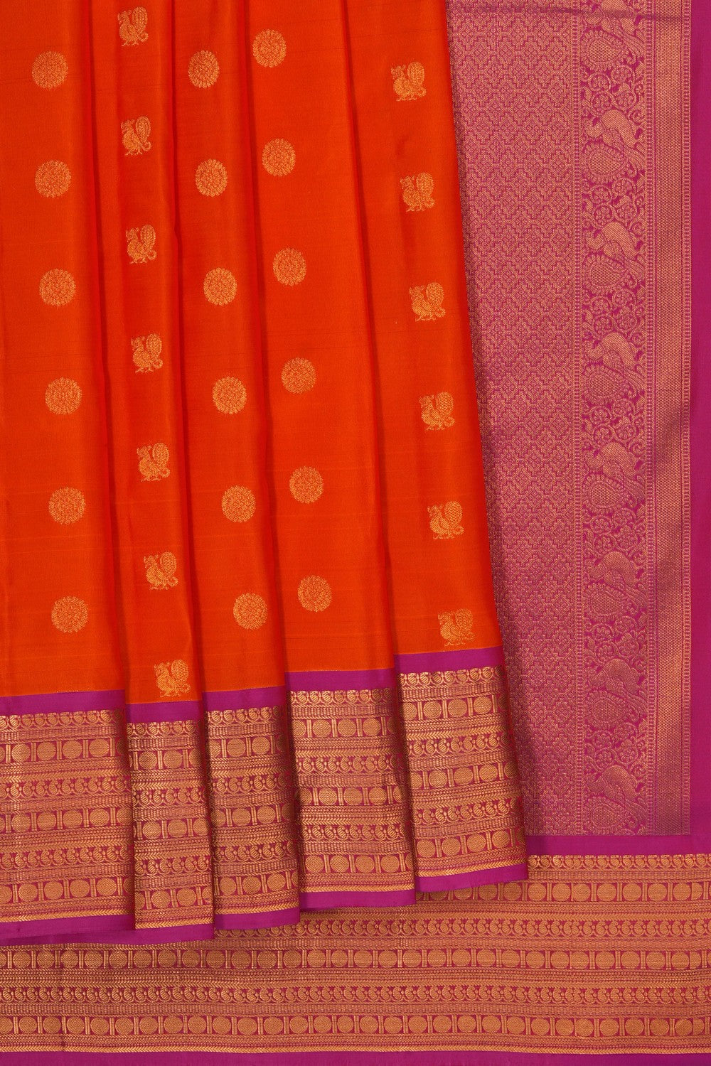 Image of Orange South Silk Saree