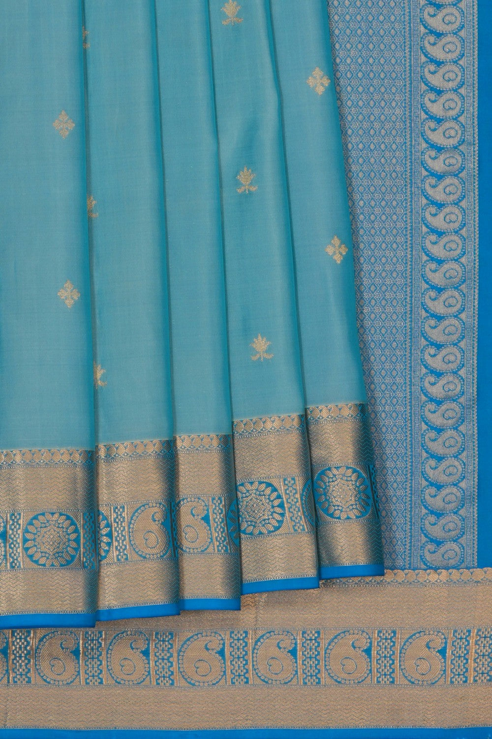Image of Sea-Blue South Silk Saree