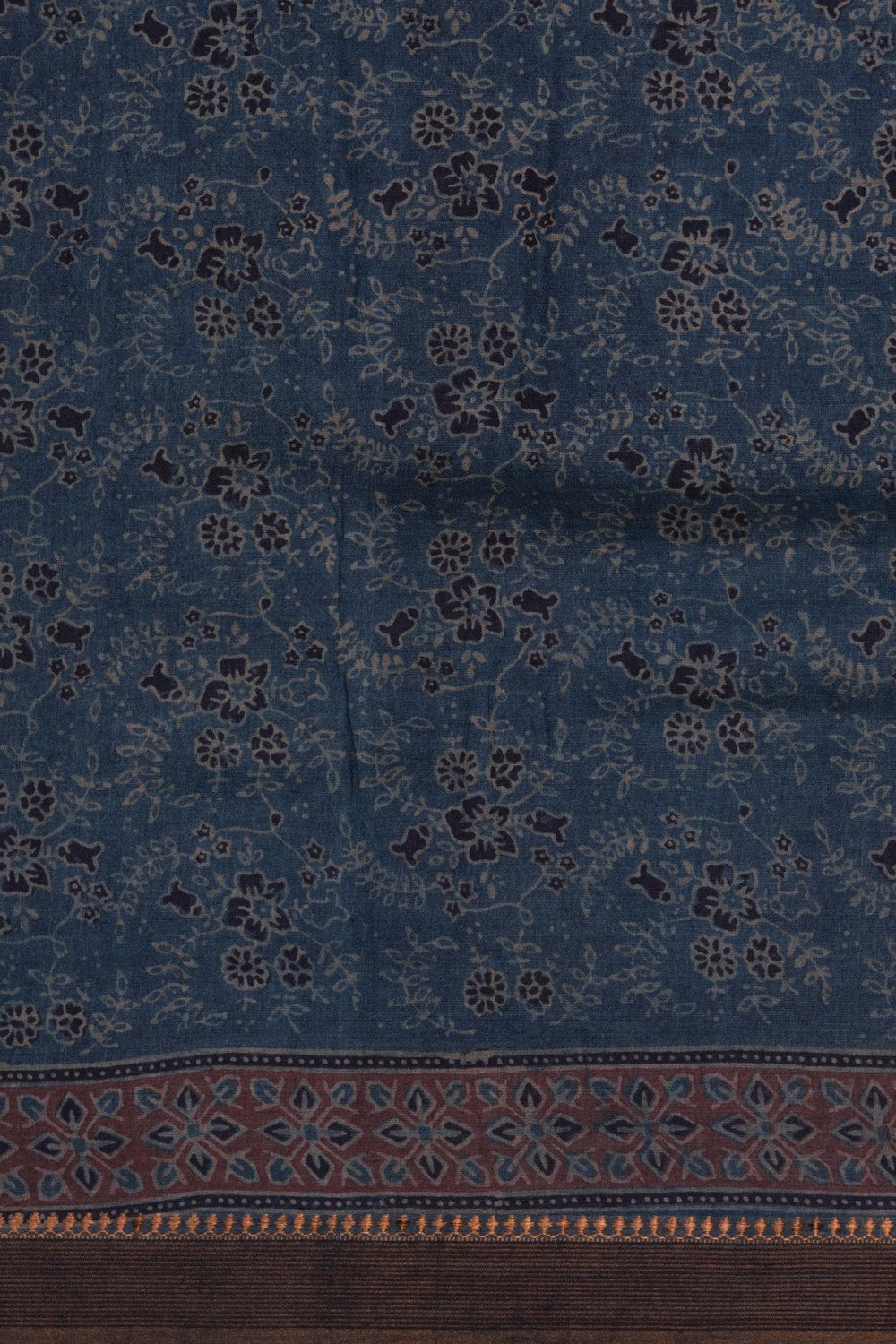Image of Ajrakh Printed Desi Tussar Silk Saree