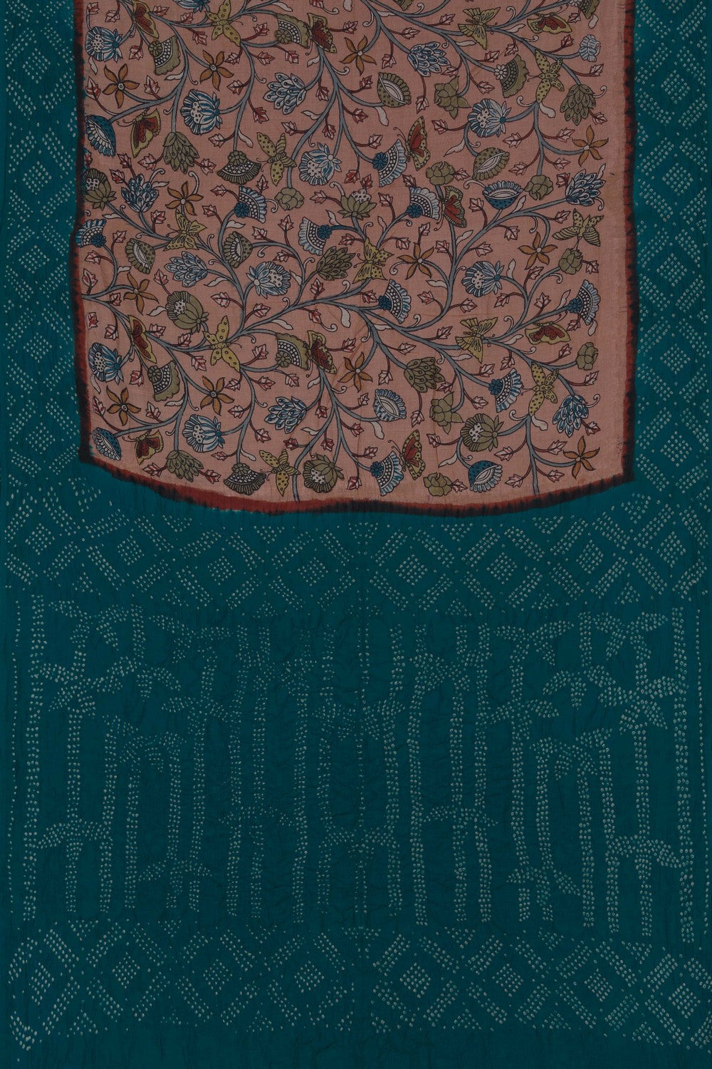 Image of Kalamkari Fusion Bandhani Saree
