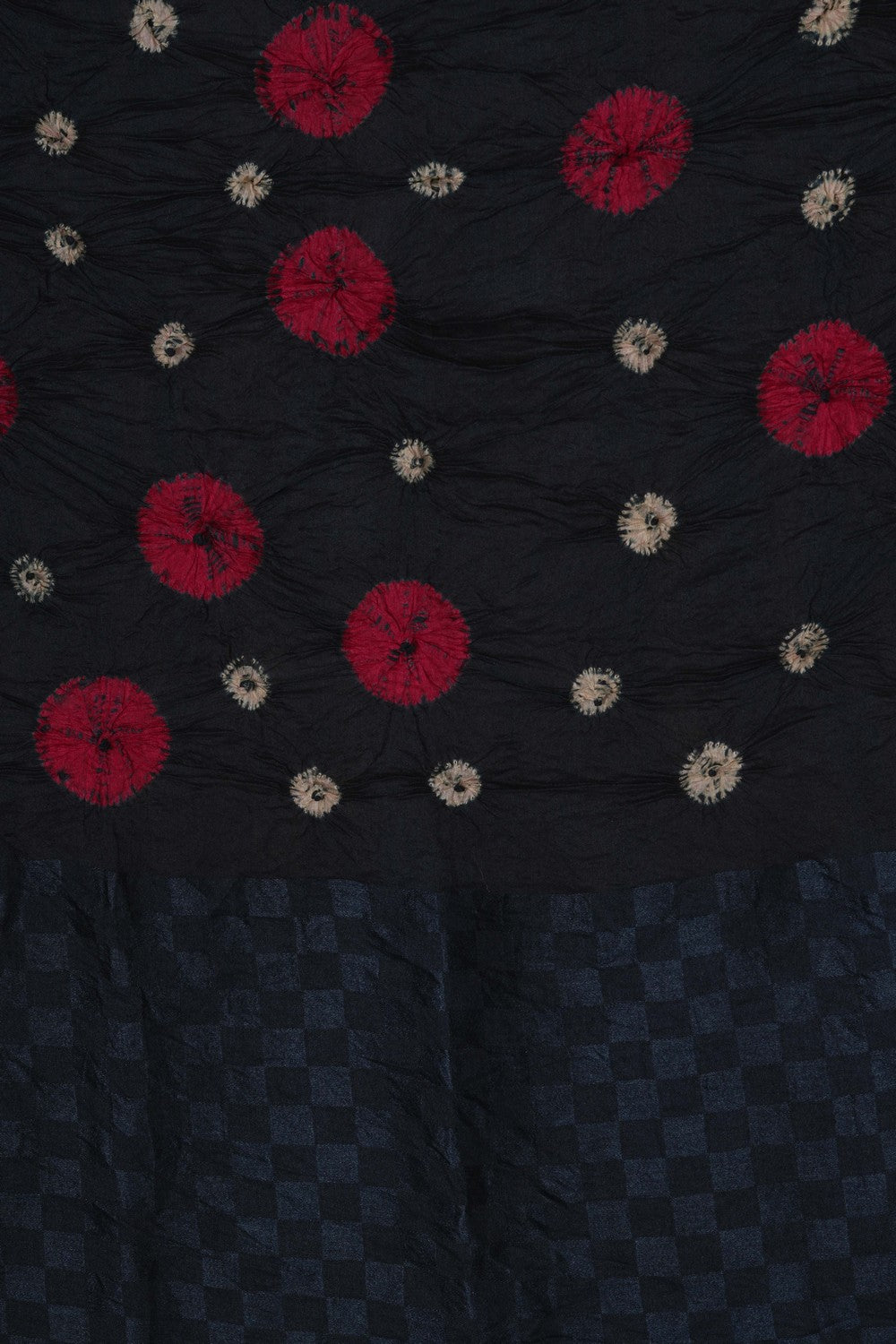 Image of A Black Desi Tussar Silk Bandhani Saree