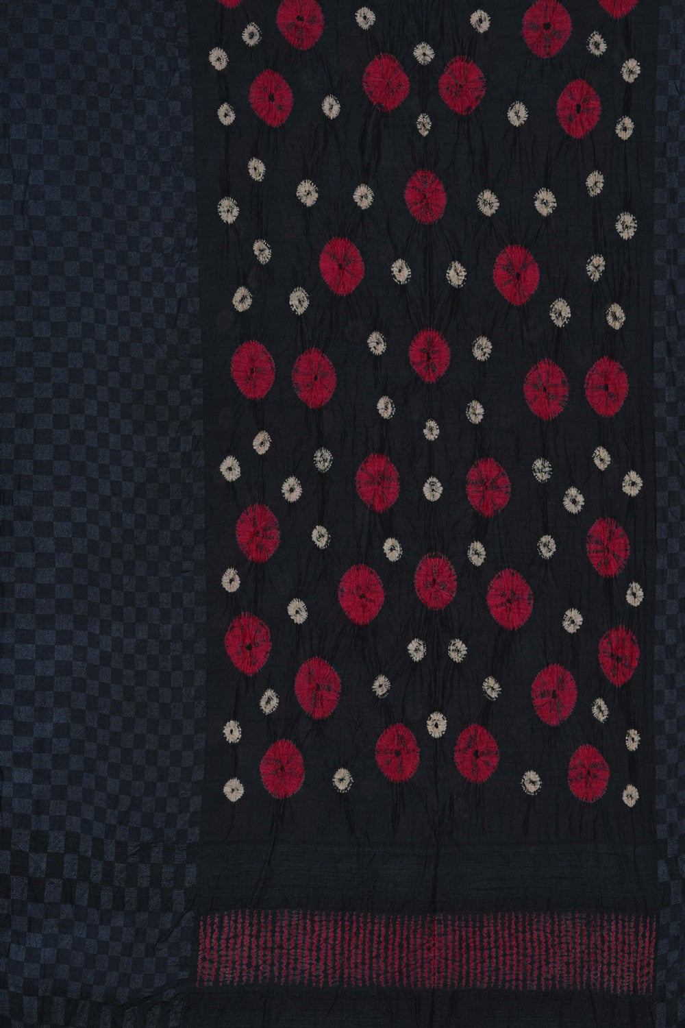 Image of A Black Desi Tussar Silk Bandhani Saree