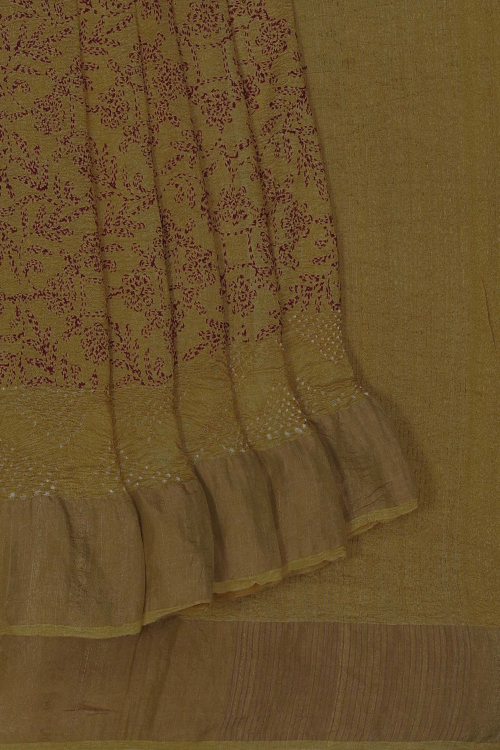 Image of Kantha Embroidered Bandhani Saree