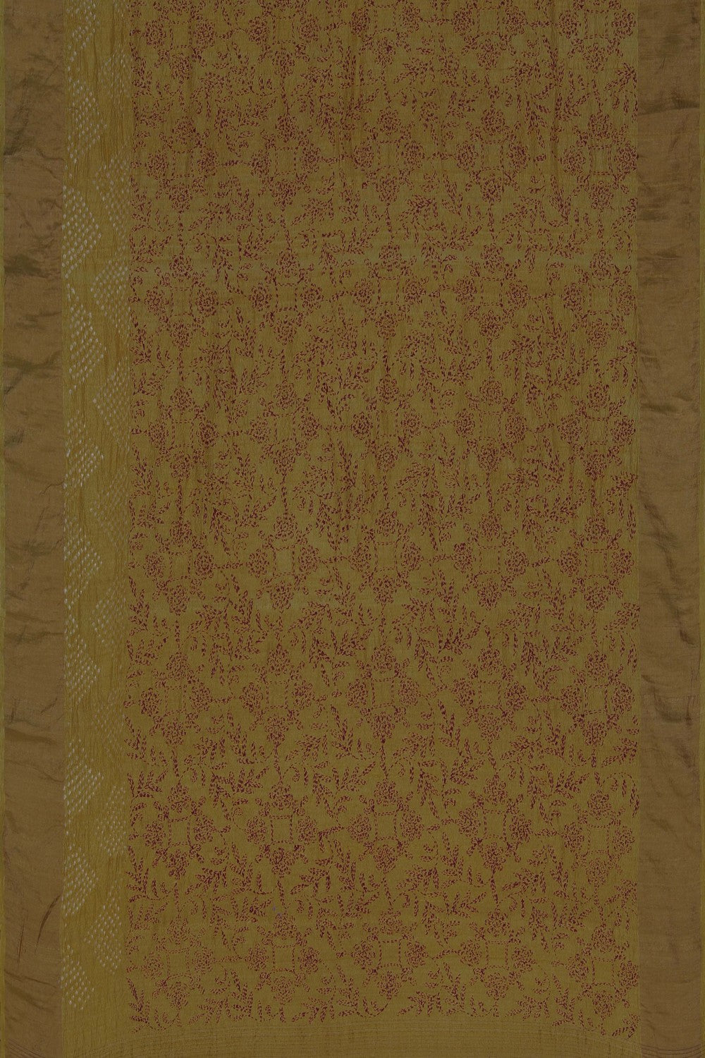 Image of Kantha Embroidered Bandhani Saree