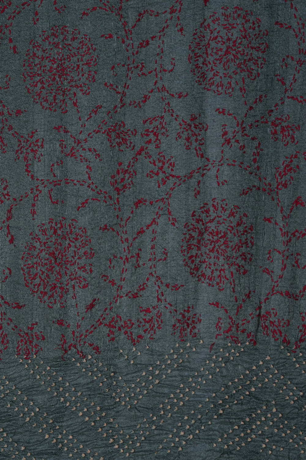 Image of Kantha Embroidered Bandhani Saree