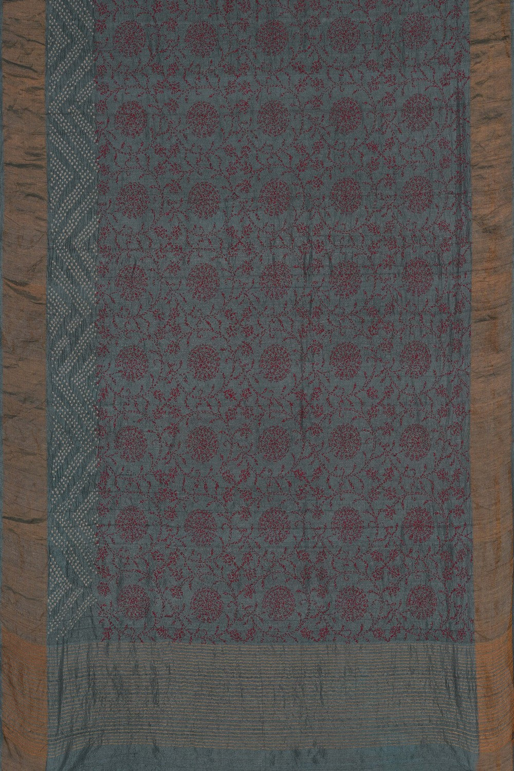 Image of Kantha Embroidered Bandhani Saree