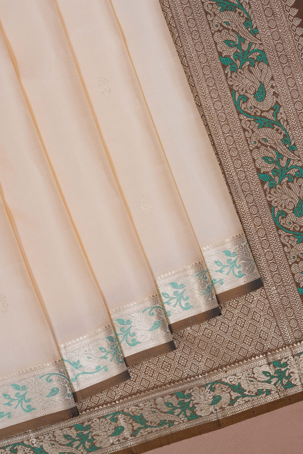 Image of A cream Arani Silk Saree