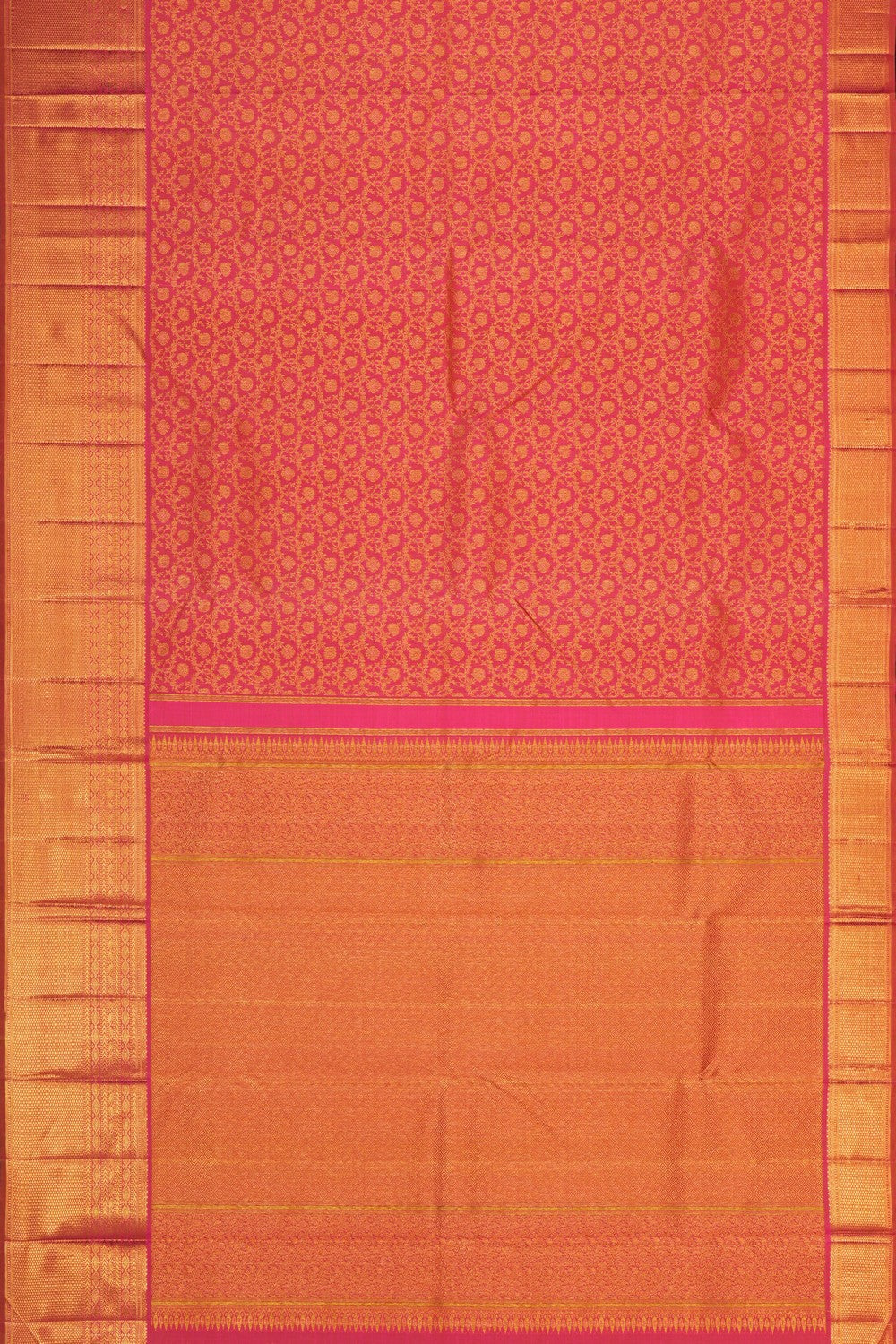 Image of Coral Pink Kanjivaram Brocade Saree