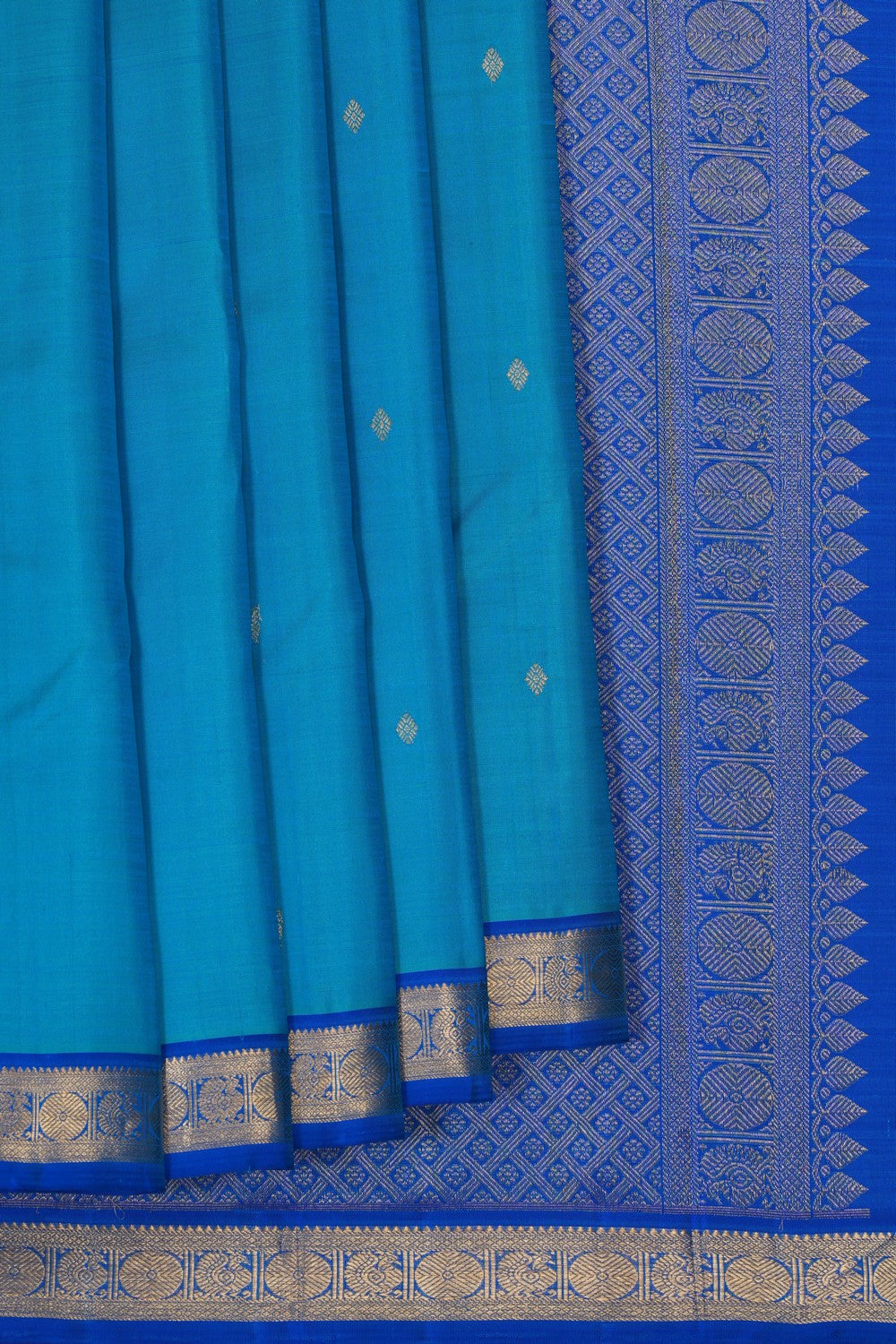 Image of A teal-blue Arani Silk Saree