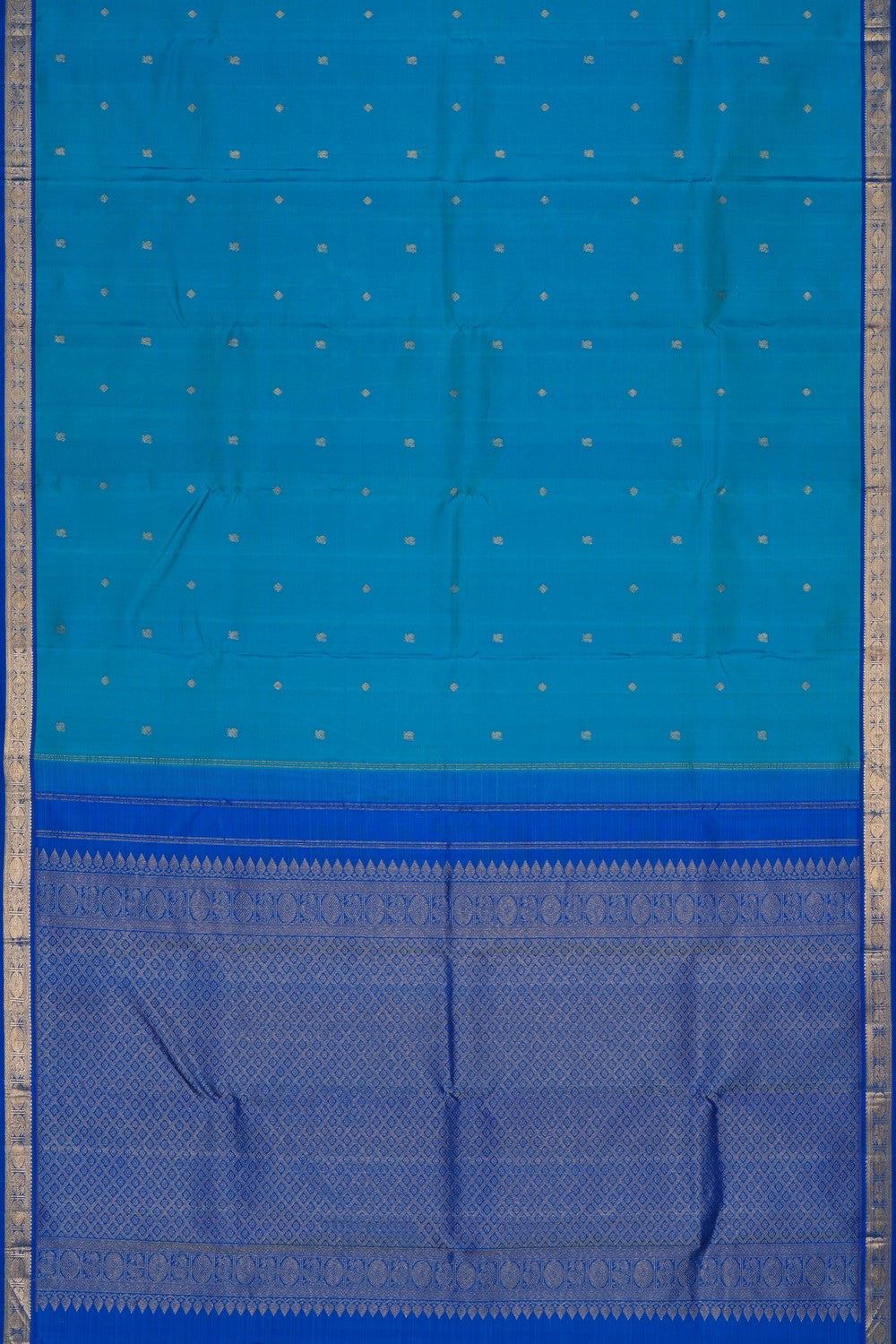 Image of A teal-blue Arani Silk Saree
