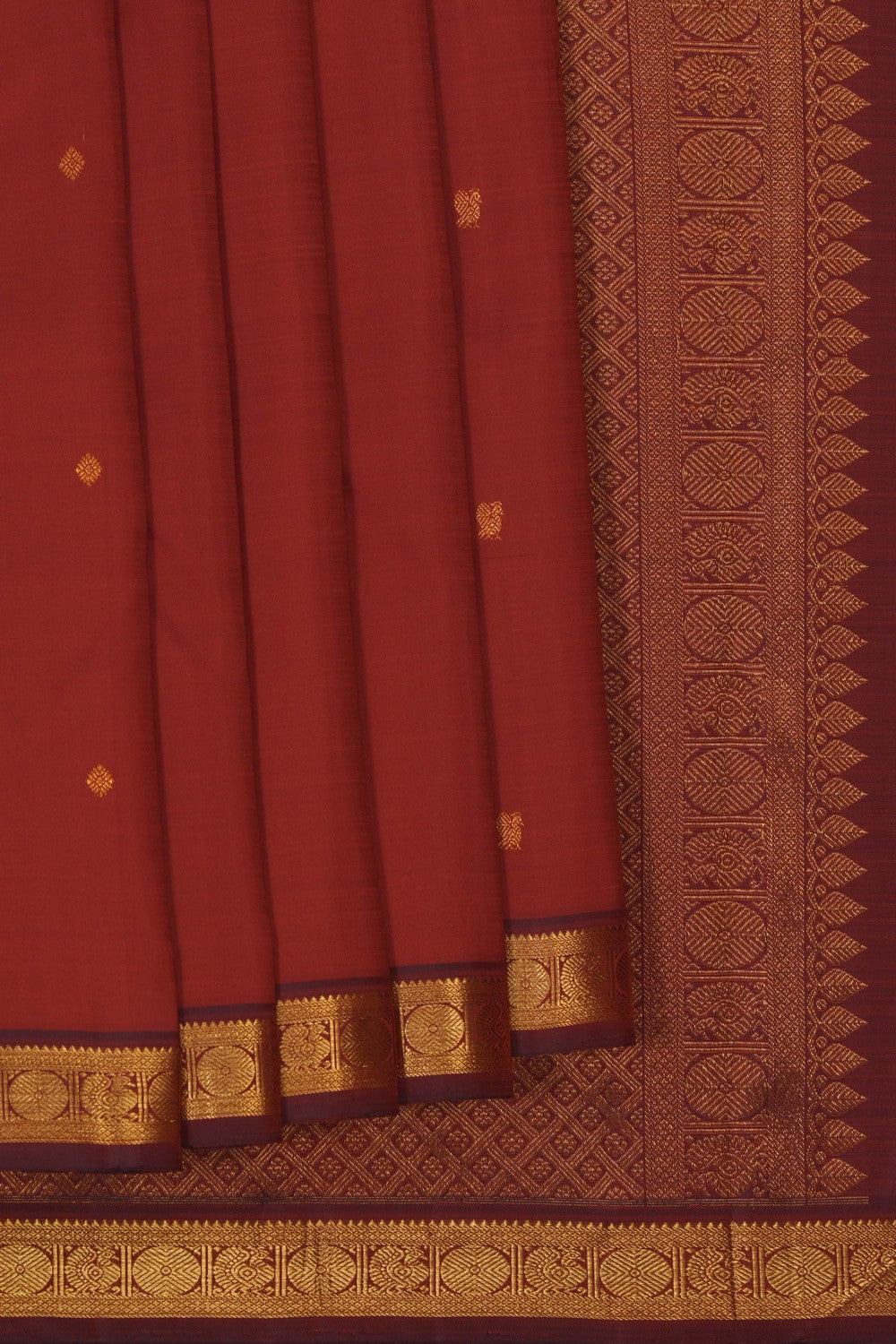 Image of A Rust-Orange Arani Silk Saree