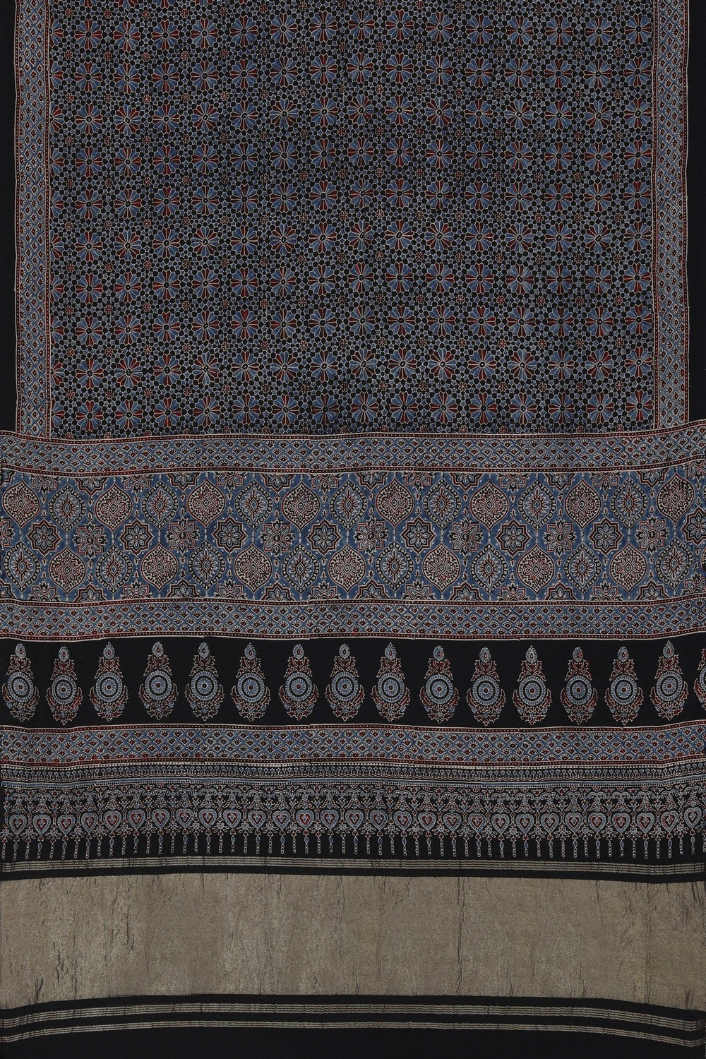 Image of Ajrakh Printed Silk Saree