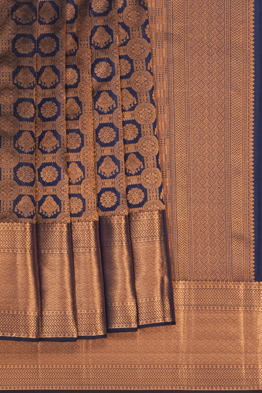 Image of Navy Blue Kanchipattu Brocade Saree