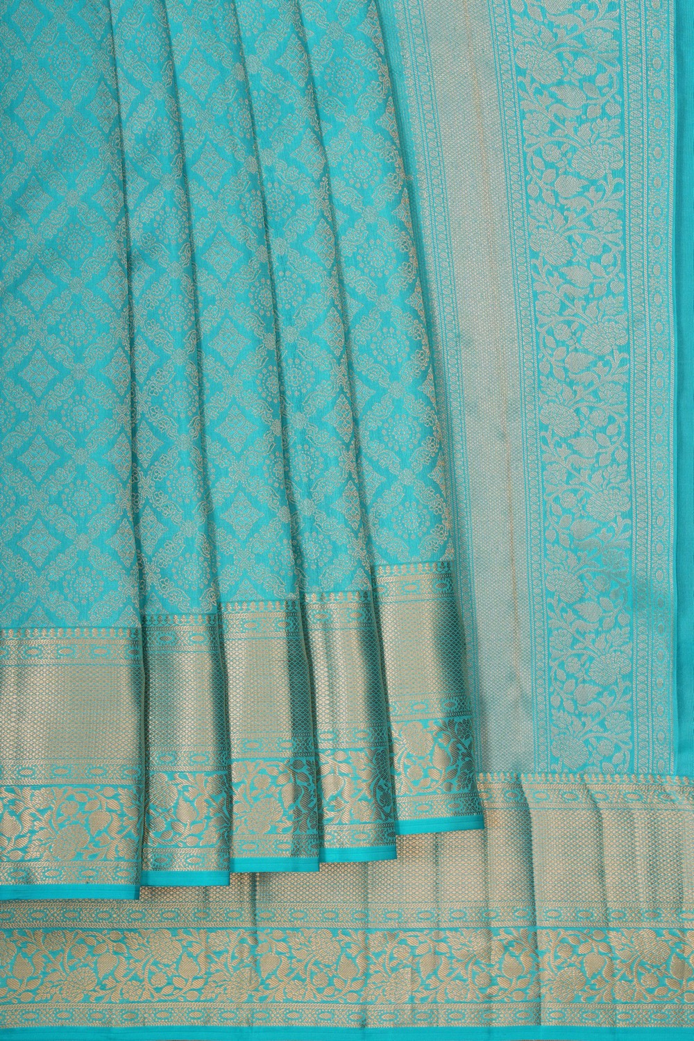 Image of Aqua Blue Kanchipattu Brocade Saree