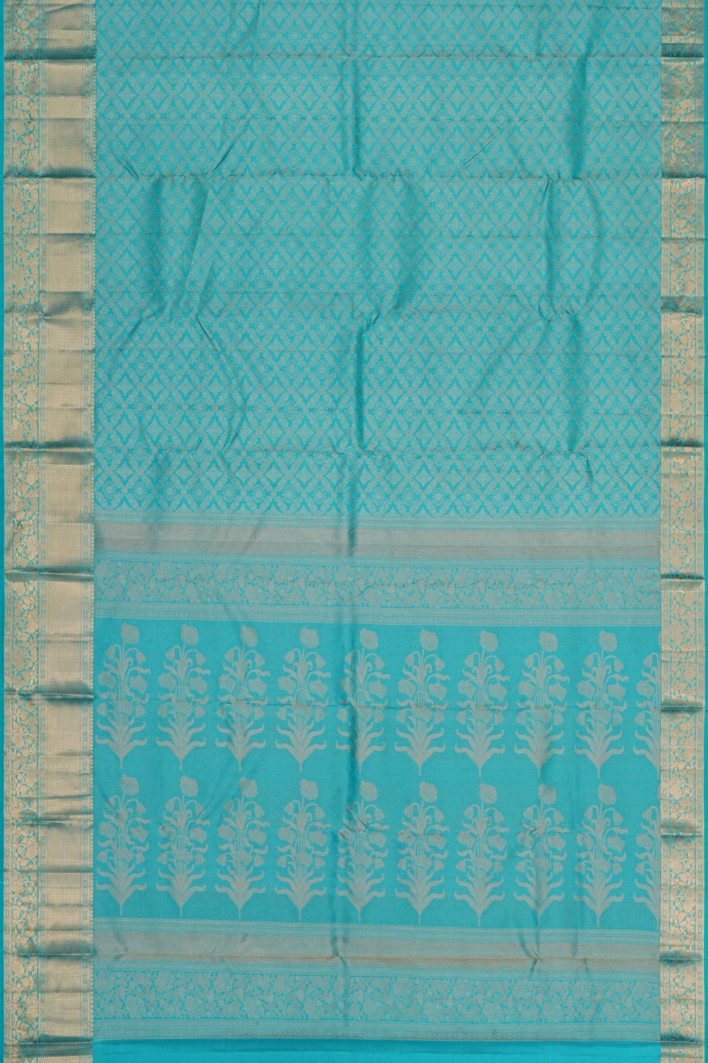 Image of Aqua Blue Kanchipattu Brocade Saree