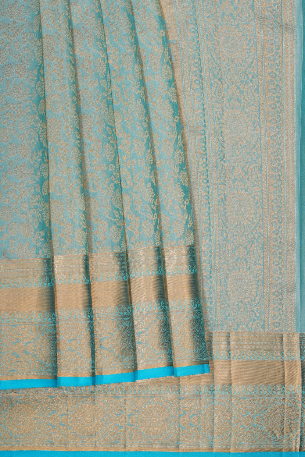 Image of Aqua Blue Kanchipattu Brocade Saree