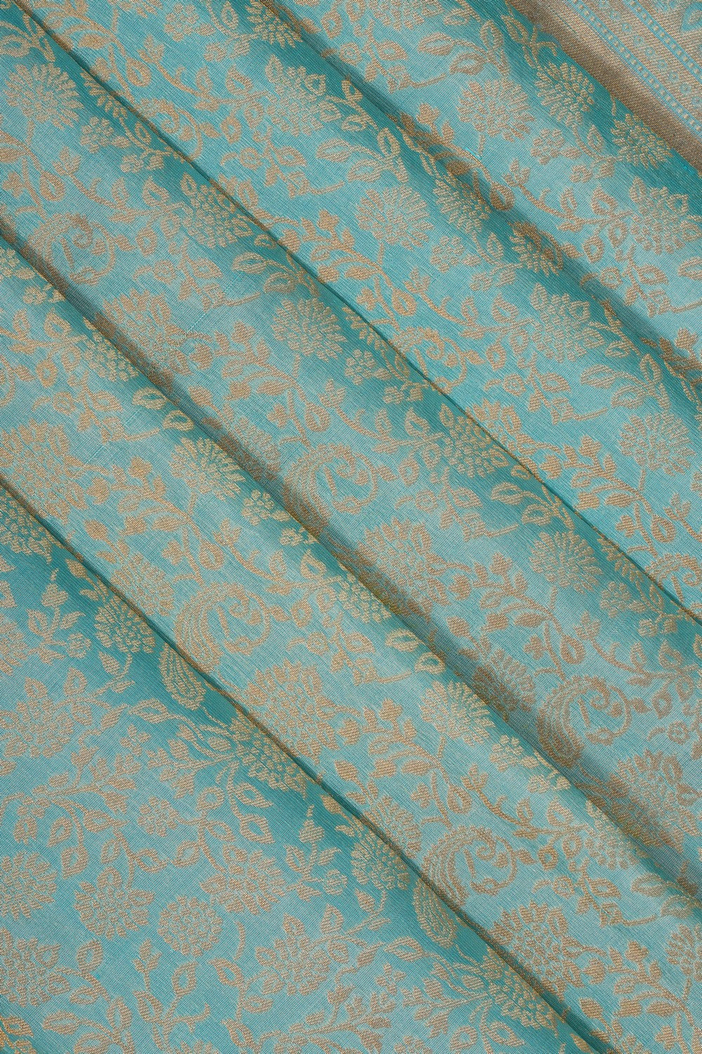 Image of Aqua Blue Kanchipattu Brocade Saree