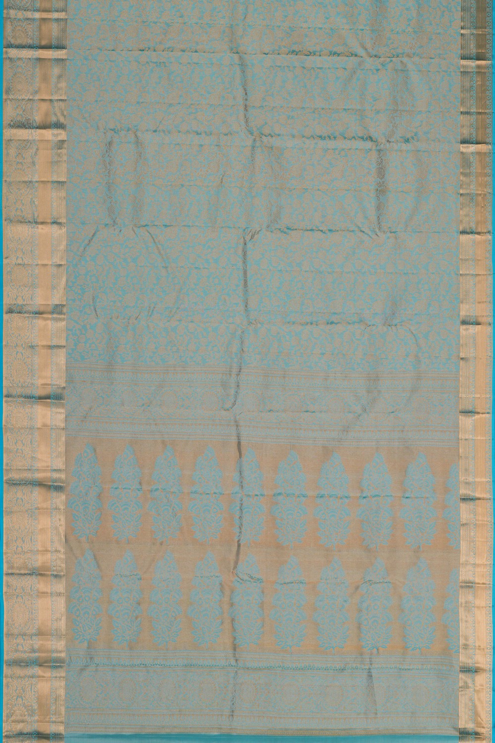 Image of Aqua Blue Kanchipattu Brocade Saree