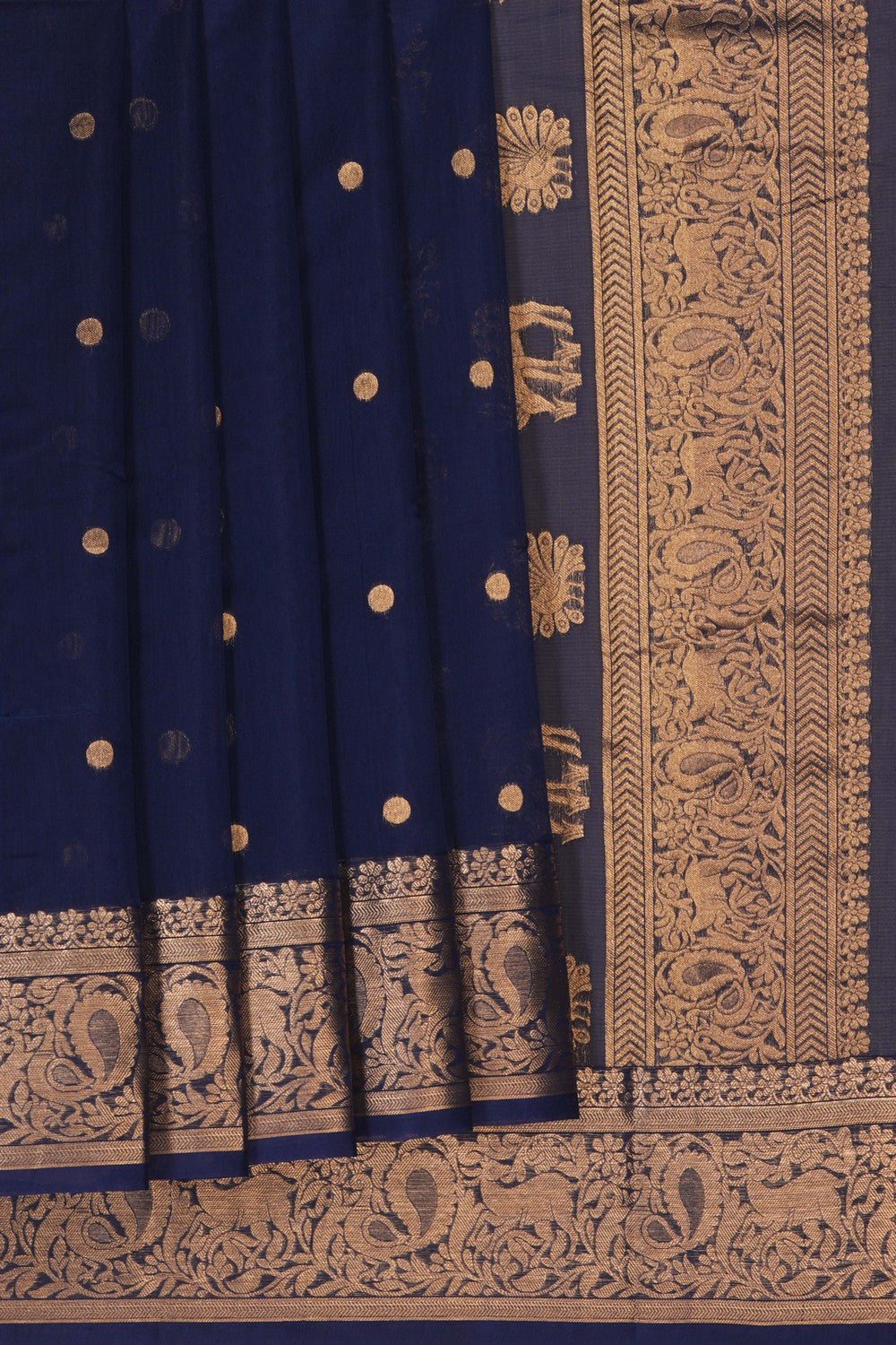 Image of Navy Blue South Silk Cotton Saree
