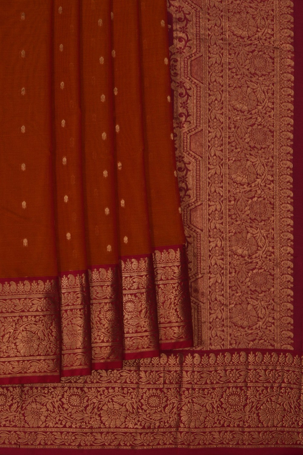Image of Orange South Silk Cotton Saree
