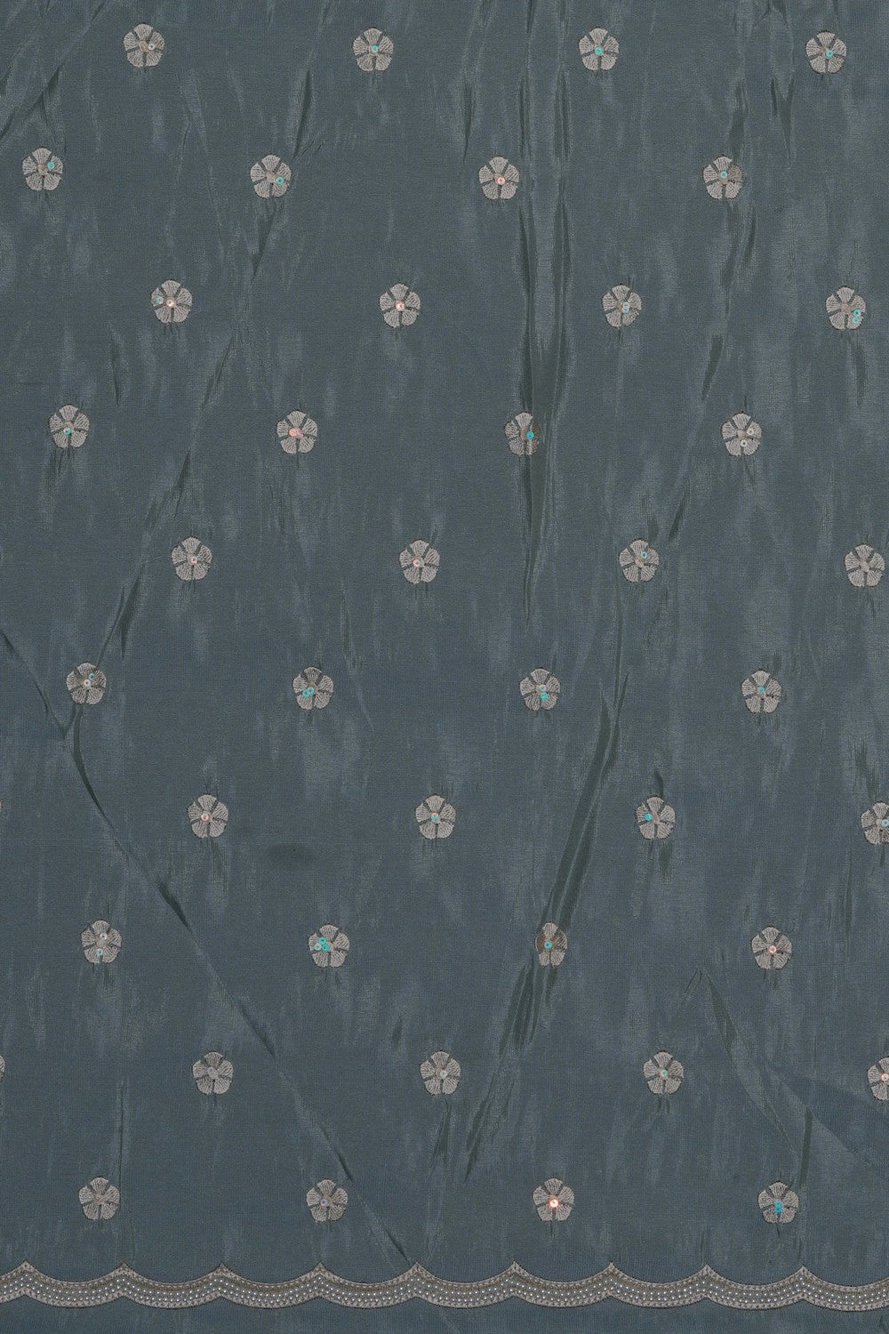 Image of A Sage Green Embroidered Silk Saree