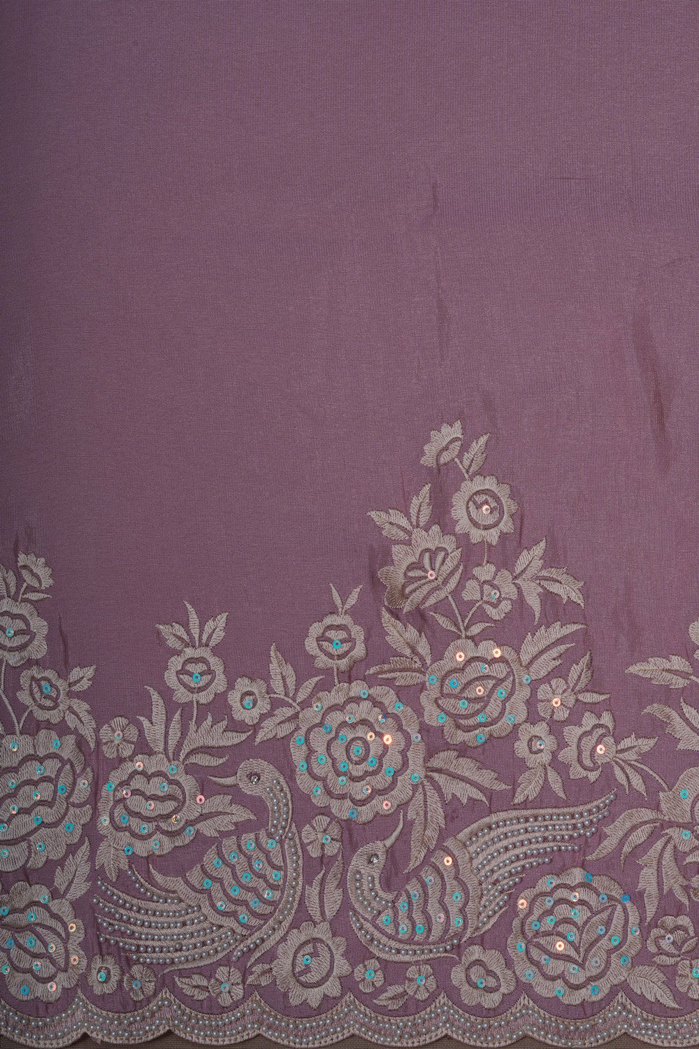 Image of A Pink Embroidered Silk Saree