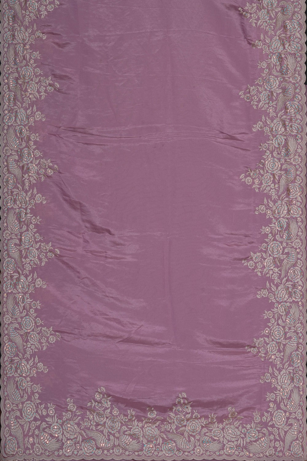 Image of A Pink Embroidered Silk Saree