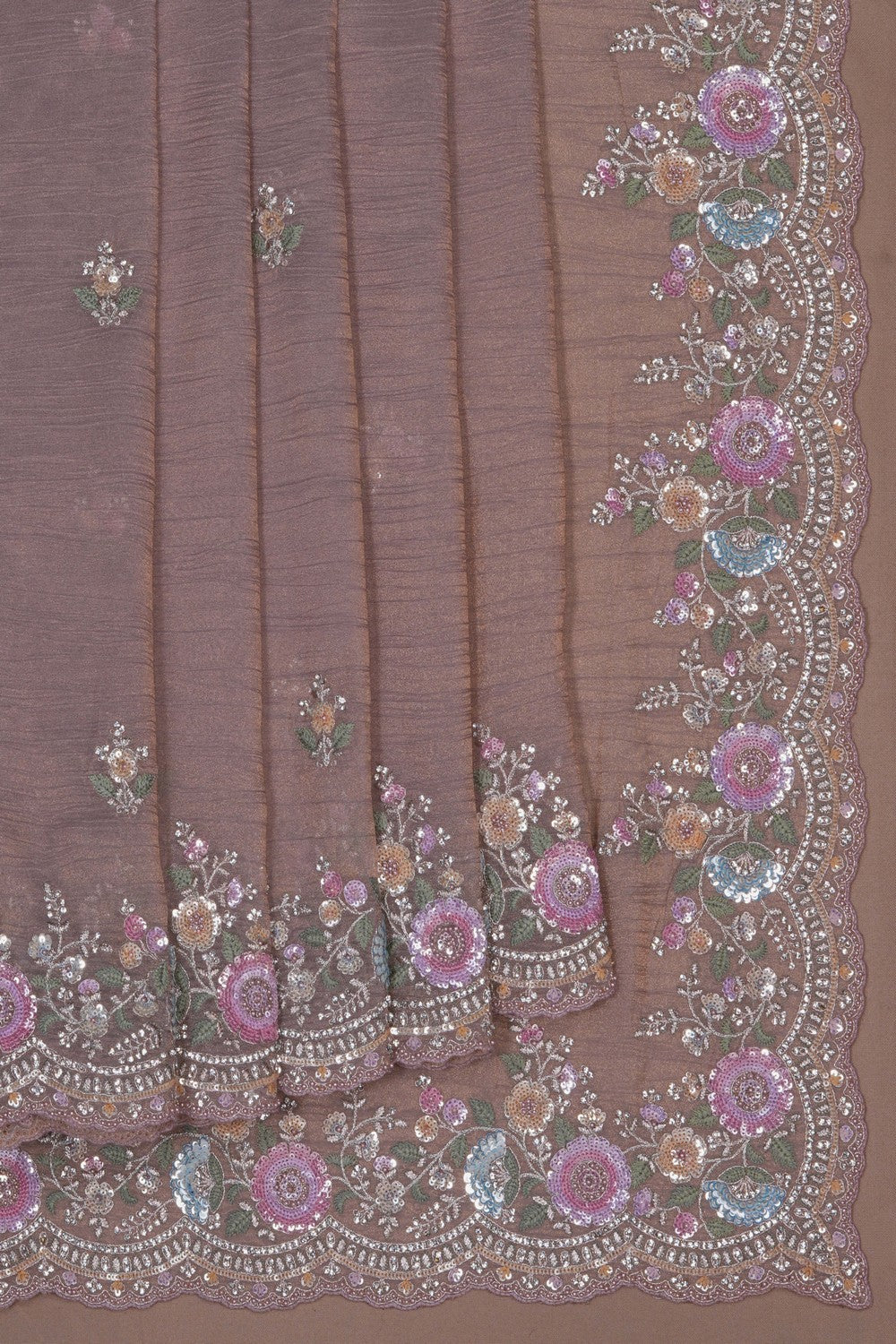 Image of An Embroidered Tissue Silk Saree