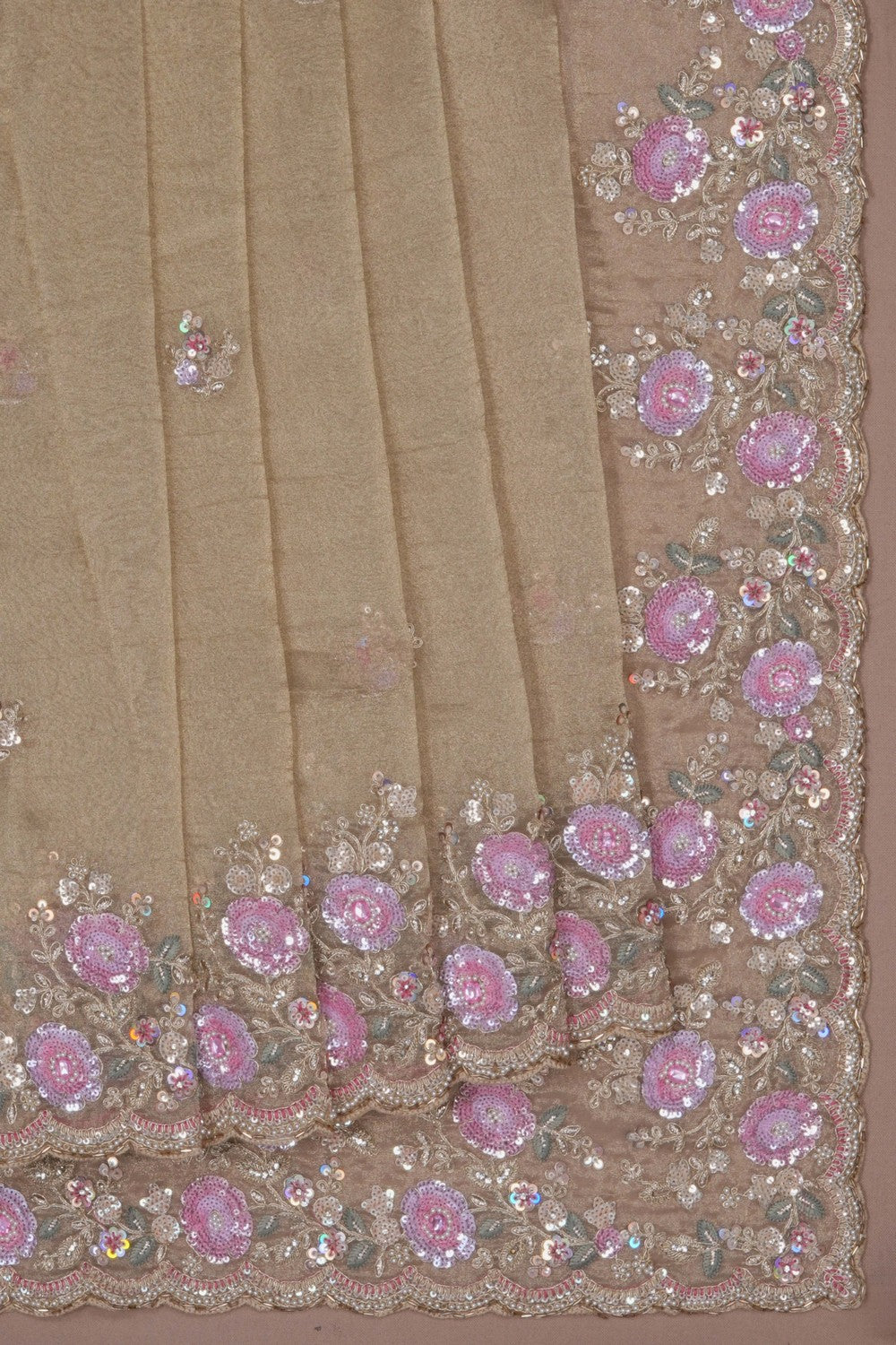 Image of An Embroidered Tissue Silk Saree