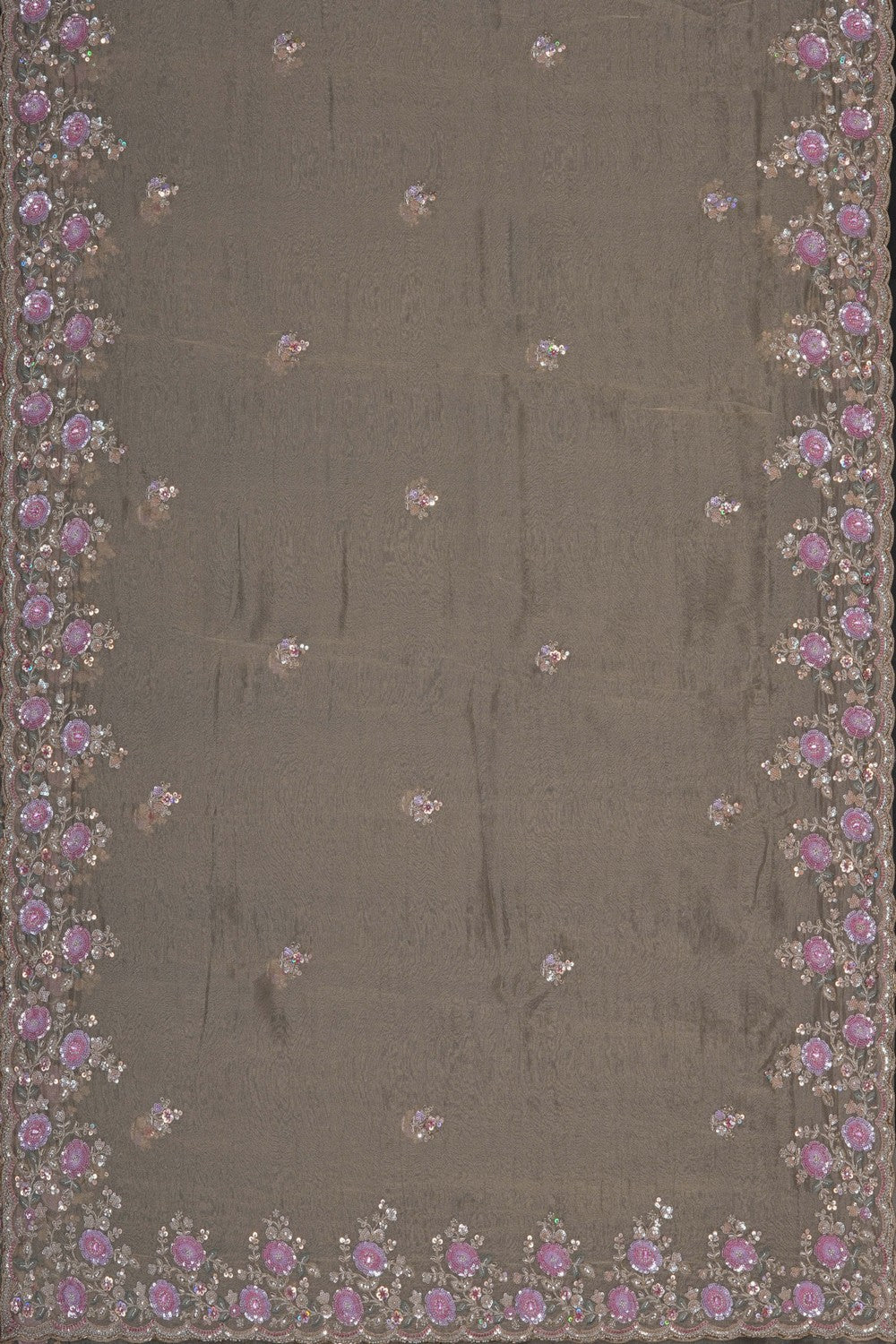 Image of An Embroidered Tissue Silk Saree