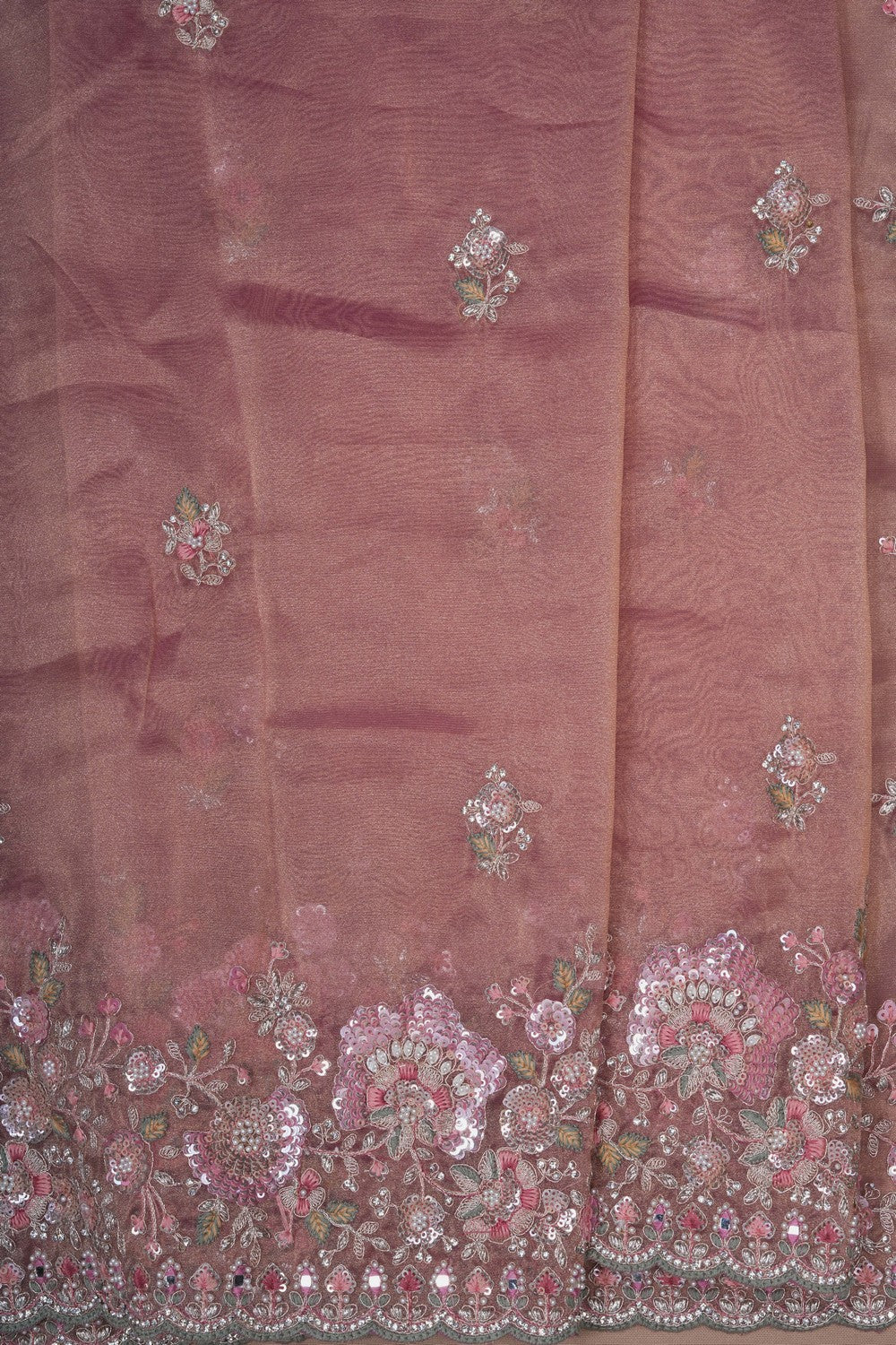 Image of A Purple Embroidered Tissue Silk Saree