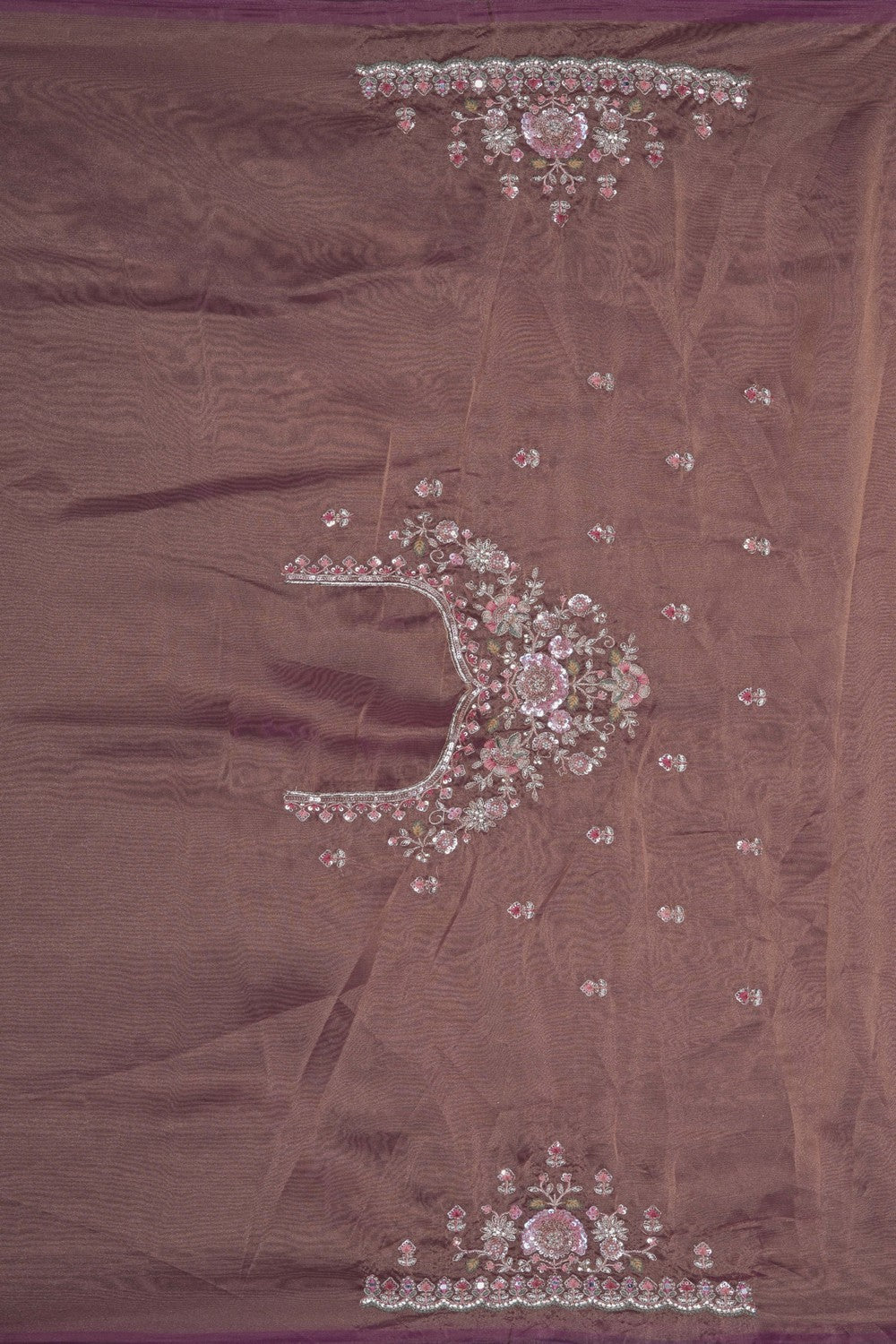 Image of A Purple Embroidered Tissue Silk Saree