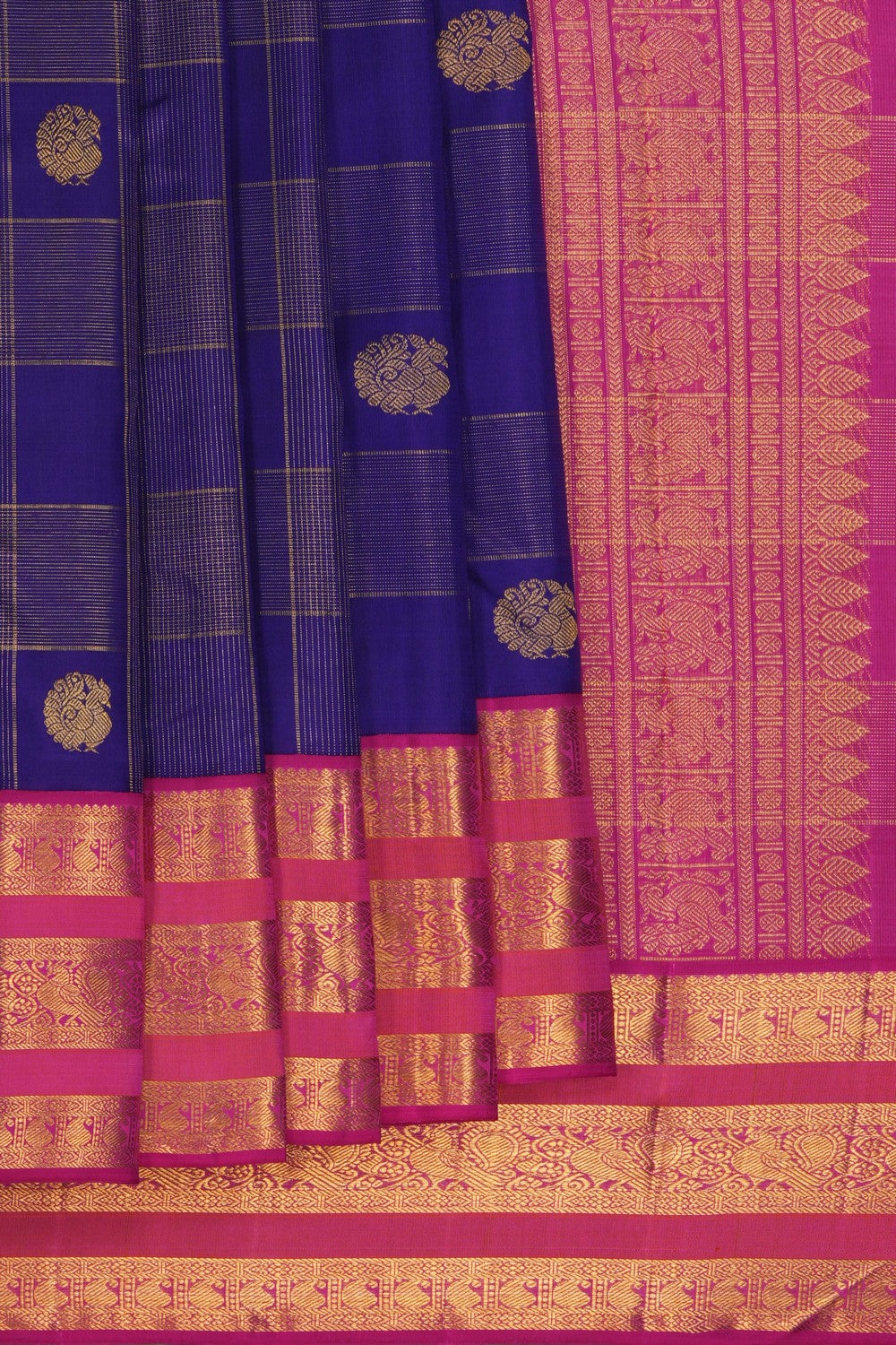 Image of Purple Arani Silk Kattam Saree