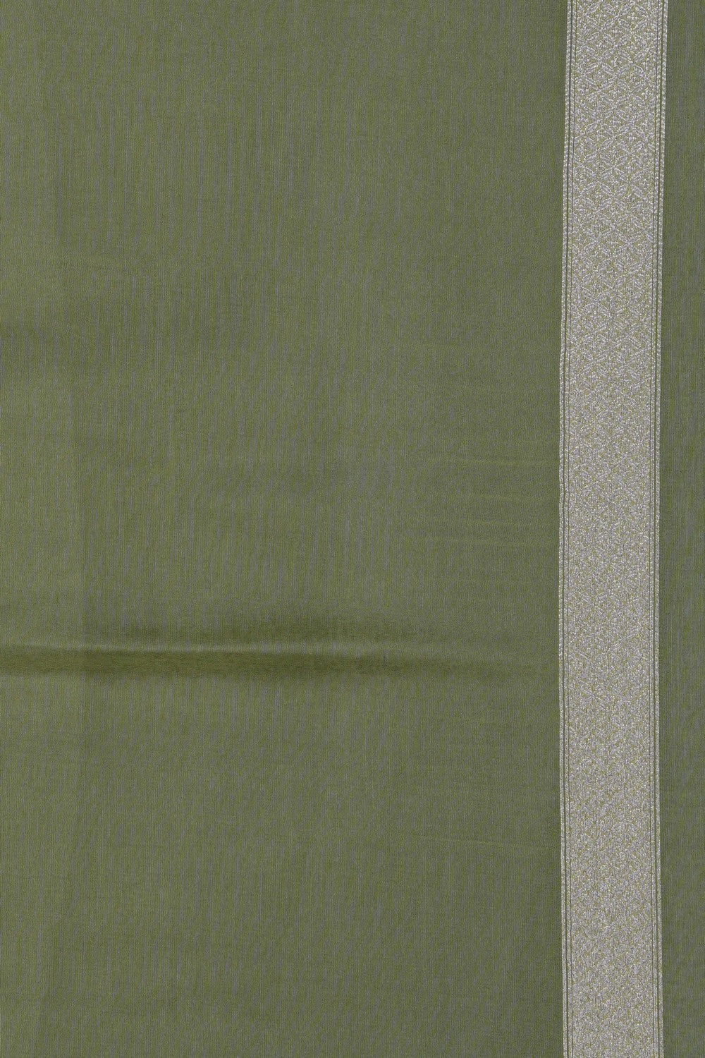 Image of Green Silk Saree Adorned With Delicate Floral