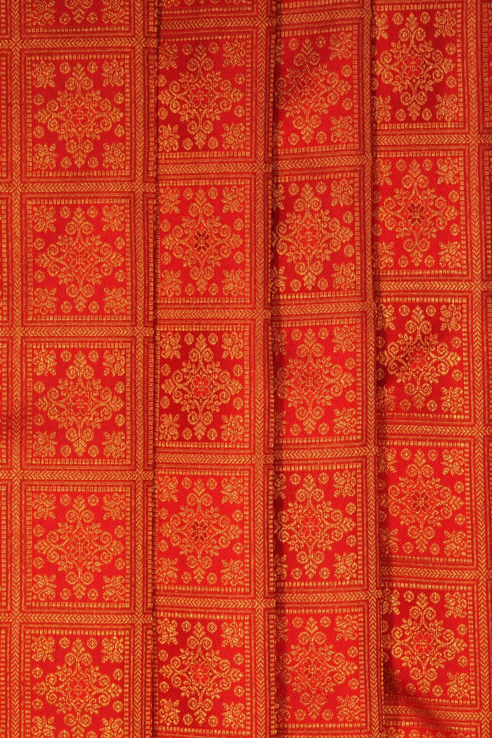 Image of Red Kanjivaram Silk Kattam Saree